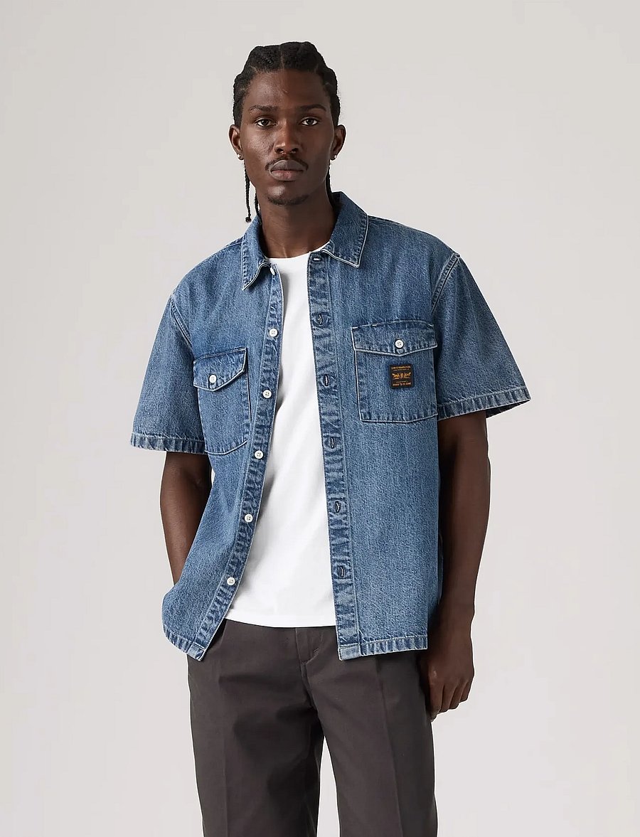 Levi's® - SS WORKER WW MINE FOR NOW - jeansskjortor - dark indigo - worn in - 2