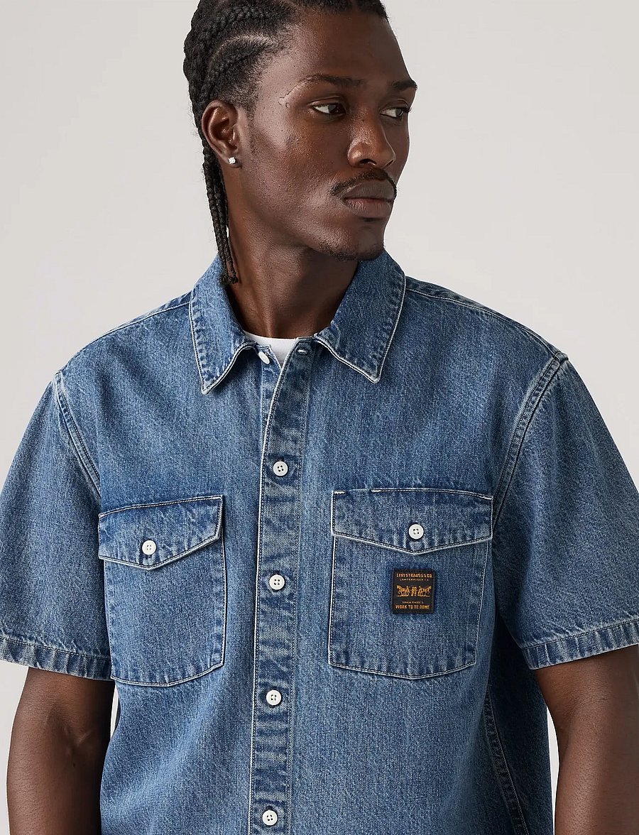 Levi's® - SS WORKER WW MINE FOR NOW - jeansskjortor - dark indigo - worn in - 4