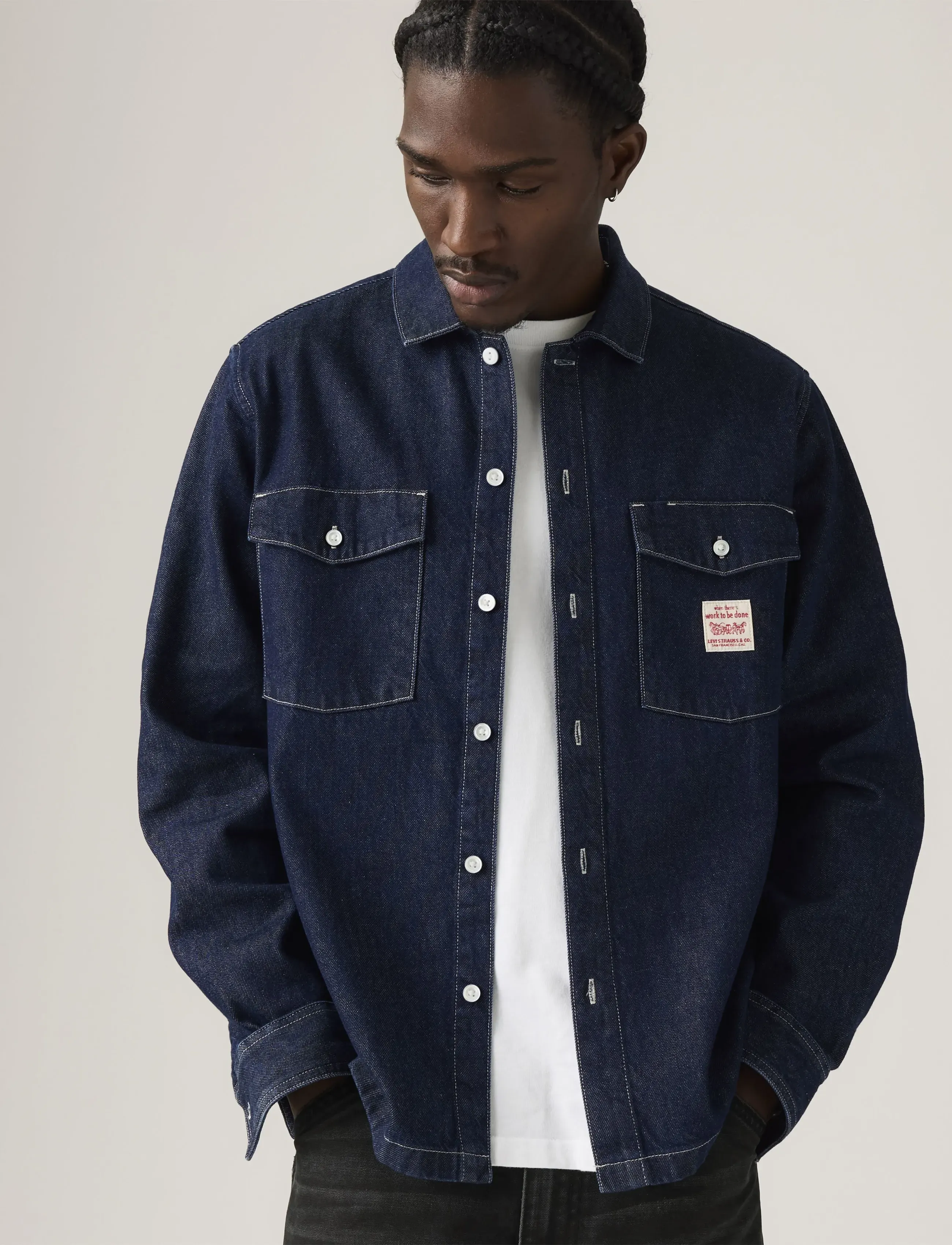 Levi's® LS WORKER WW RINSE WORK REPEAT - Jeanshemden - DARK INDIGO - FLAT FINISH / navy