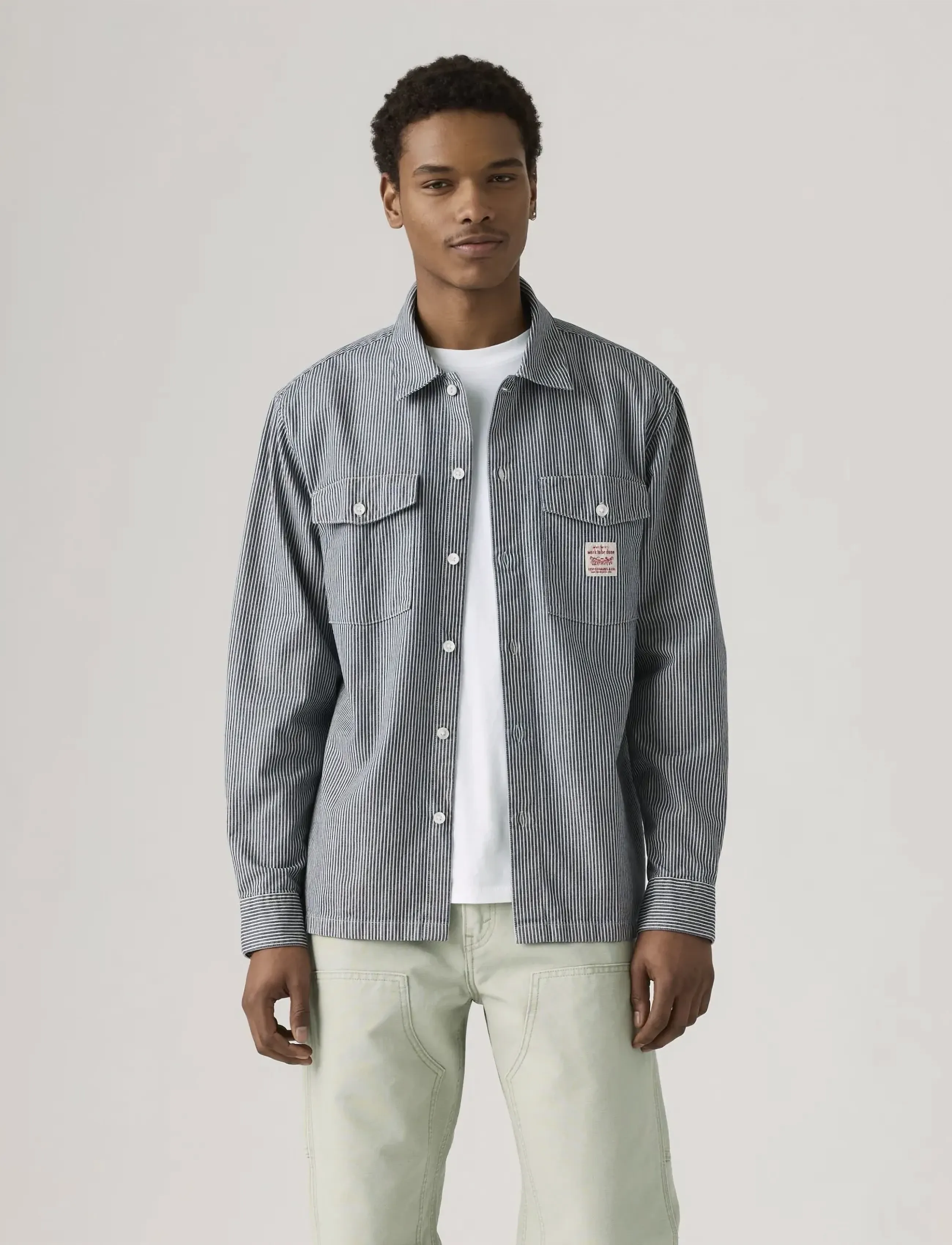 Levi's® LS WORKER WW WASHINGTON STRIPE - Denimskjorter - DARK INDIGO - FLAT FINISH / navy