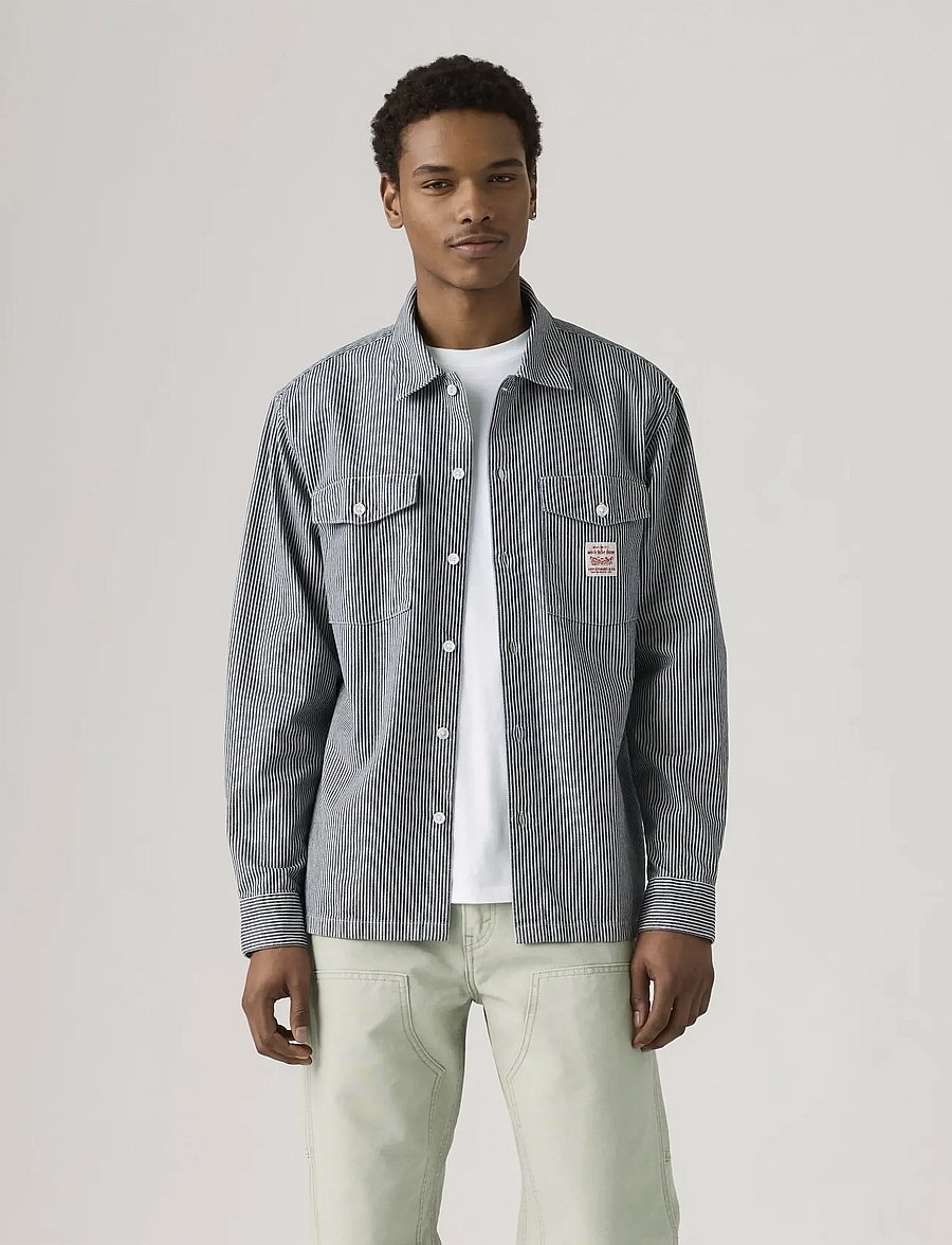 Levi's® - LS WORKER WW WASHINGTON STRIPE - striped shirts - dark indigo - flat finish - 0