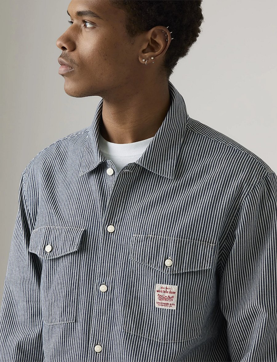 Levi's® - LS WORKER WW WASHINGTON STRIPE - striped shirts - dark indigo - flat finish - 4