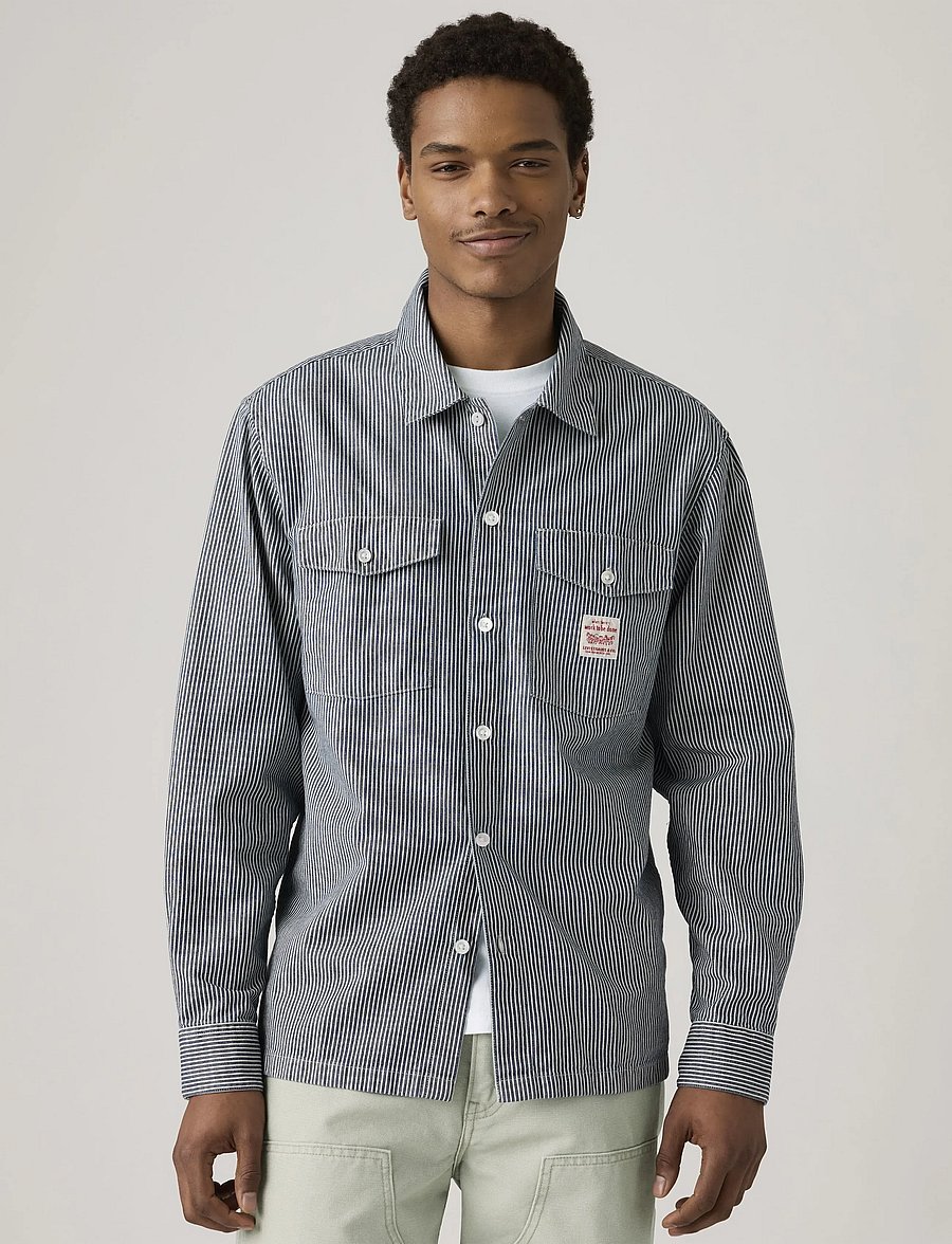 Levi's® - LS WORKER WW WASHINGTON STRIPE - striped shirts - dark indigo - flat finish - 5