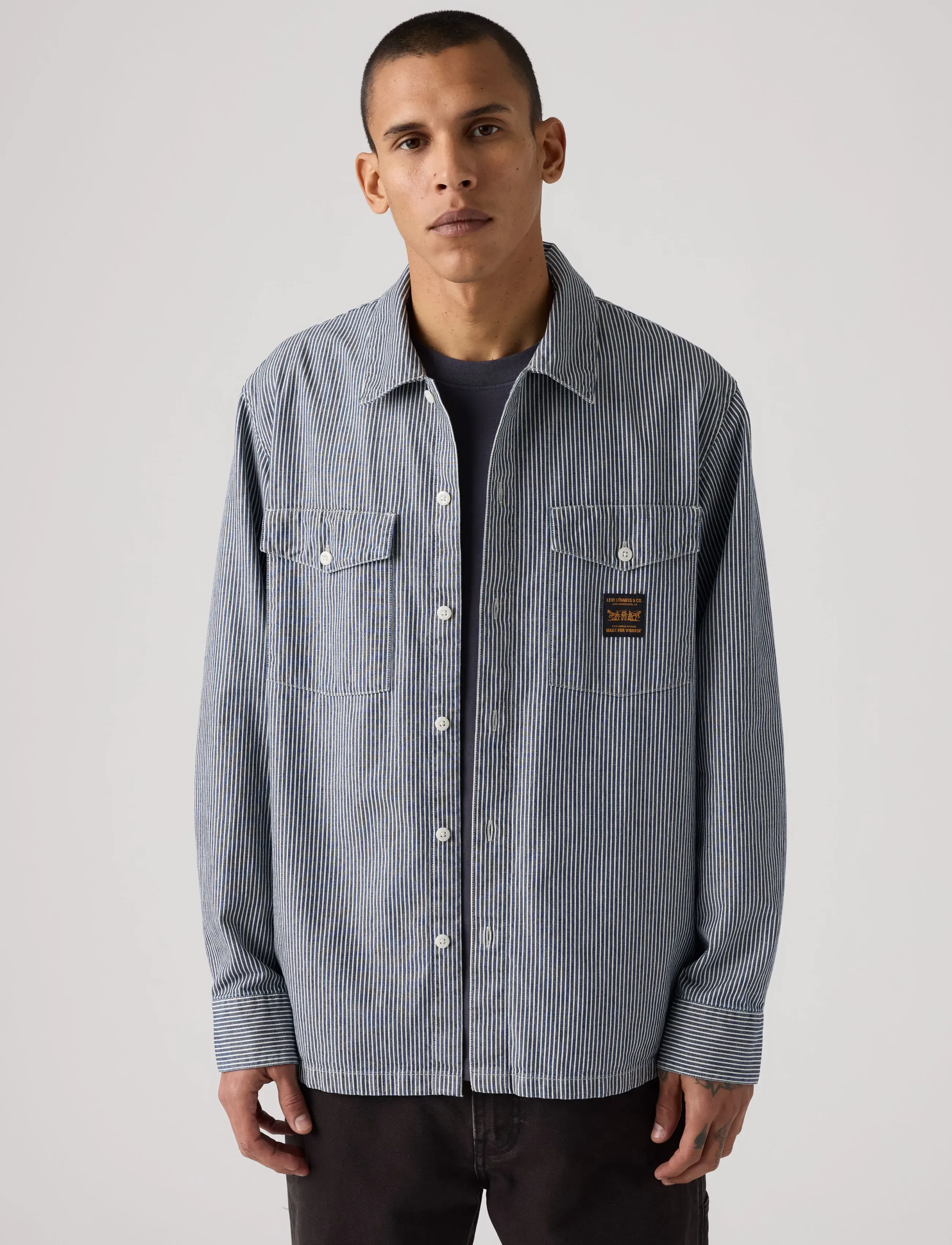 Levi's® LS WORKER WW WASHINGTON STRIPE - Streetwear - DARK INDIGO - FLAT FINISH / navy