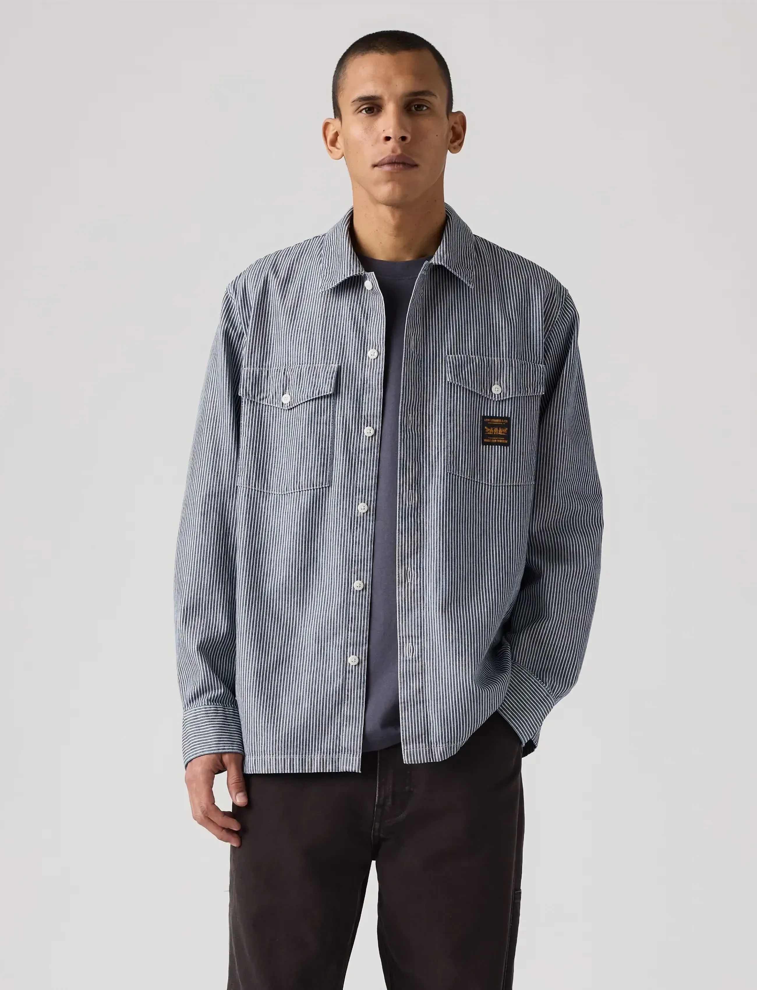 Levi's® - LS WORKER WW WASHINGTON STRIPE - gestreifte hemden - dark indigo - flat finish - 3