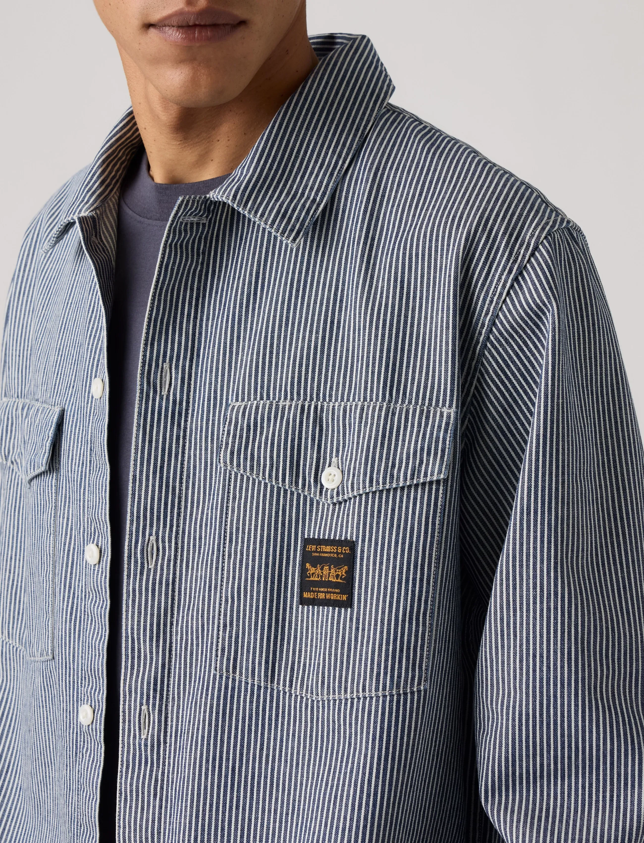 Levi's® - LS WORKER WW WASHINGTON STRIPE - gestreifte hemden - dark indigo - flat finish - 5