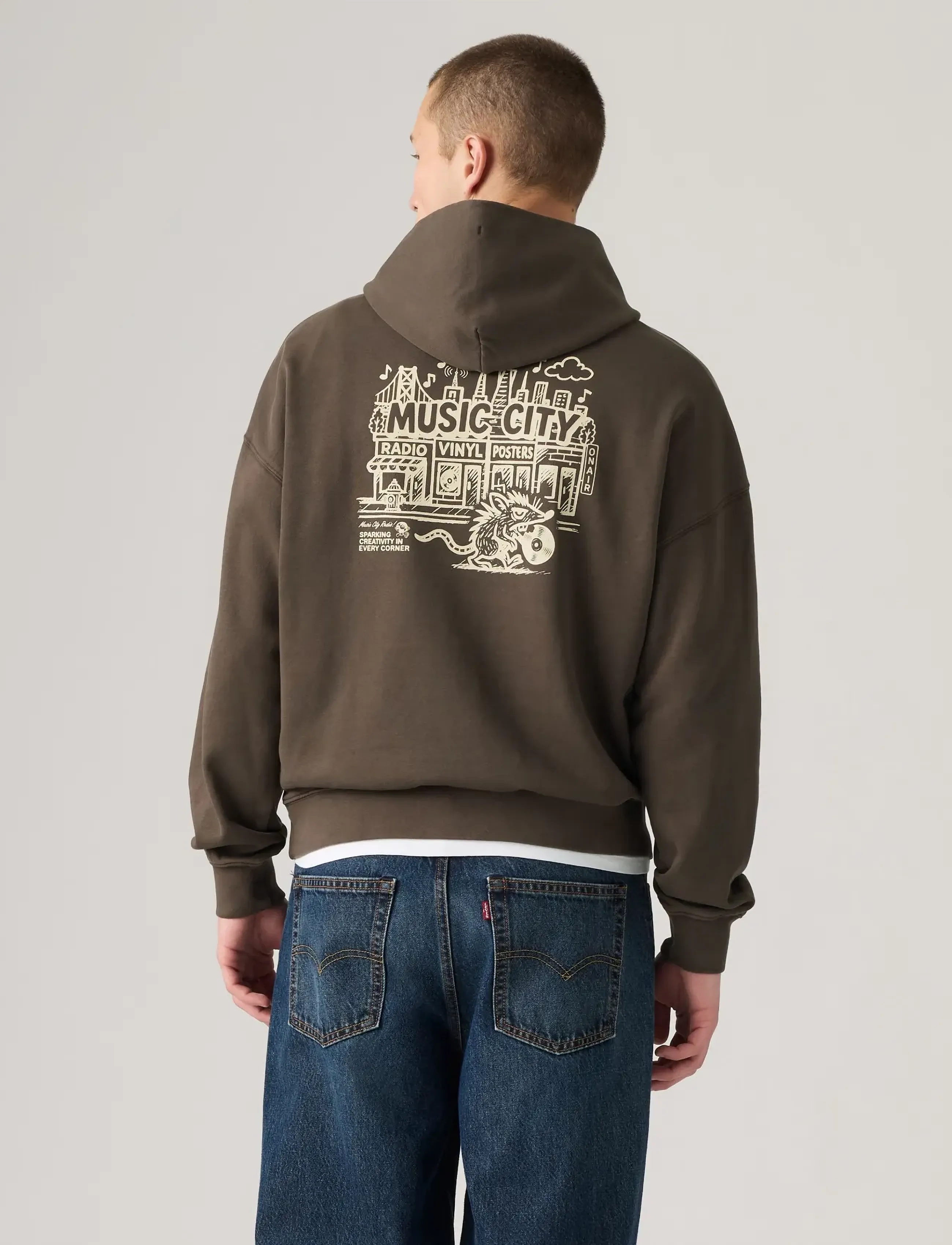Levi's® - TWO HORSE BOXY HOODIE MUSIC CI - kapuzenpullover - brownsq - 4