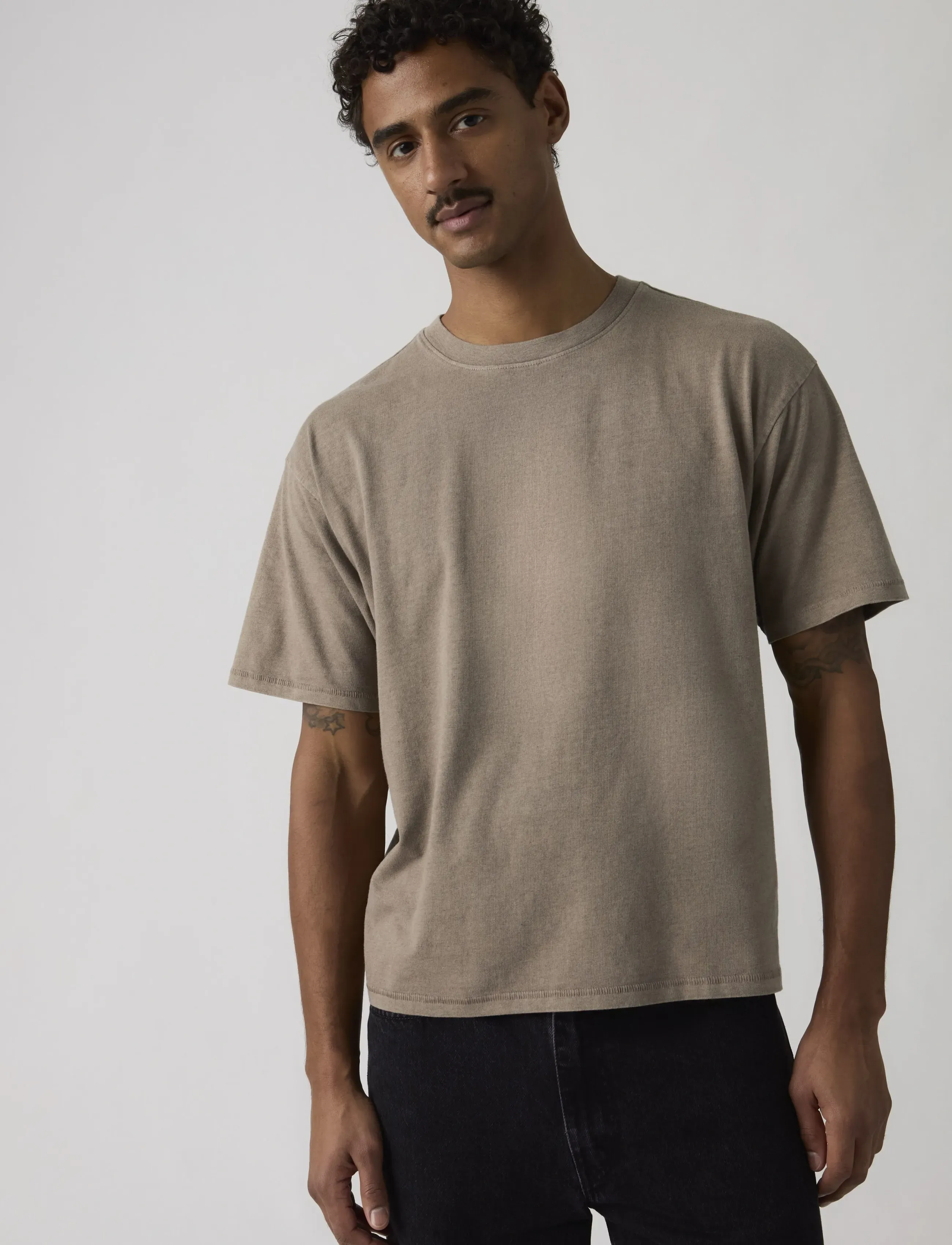 Levi's® BOXY SS TEE POSTGRUNGE FUNGI G - Vaatteet - BROWNS / brown