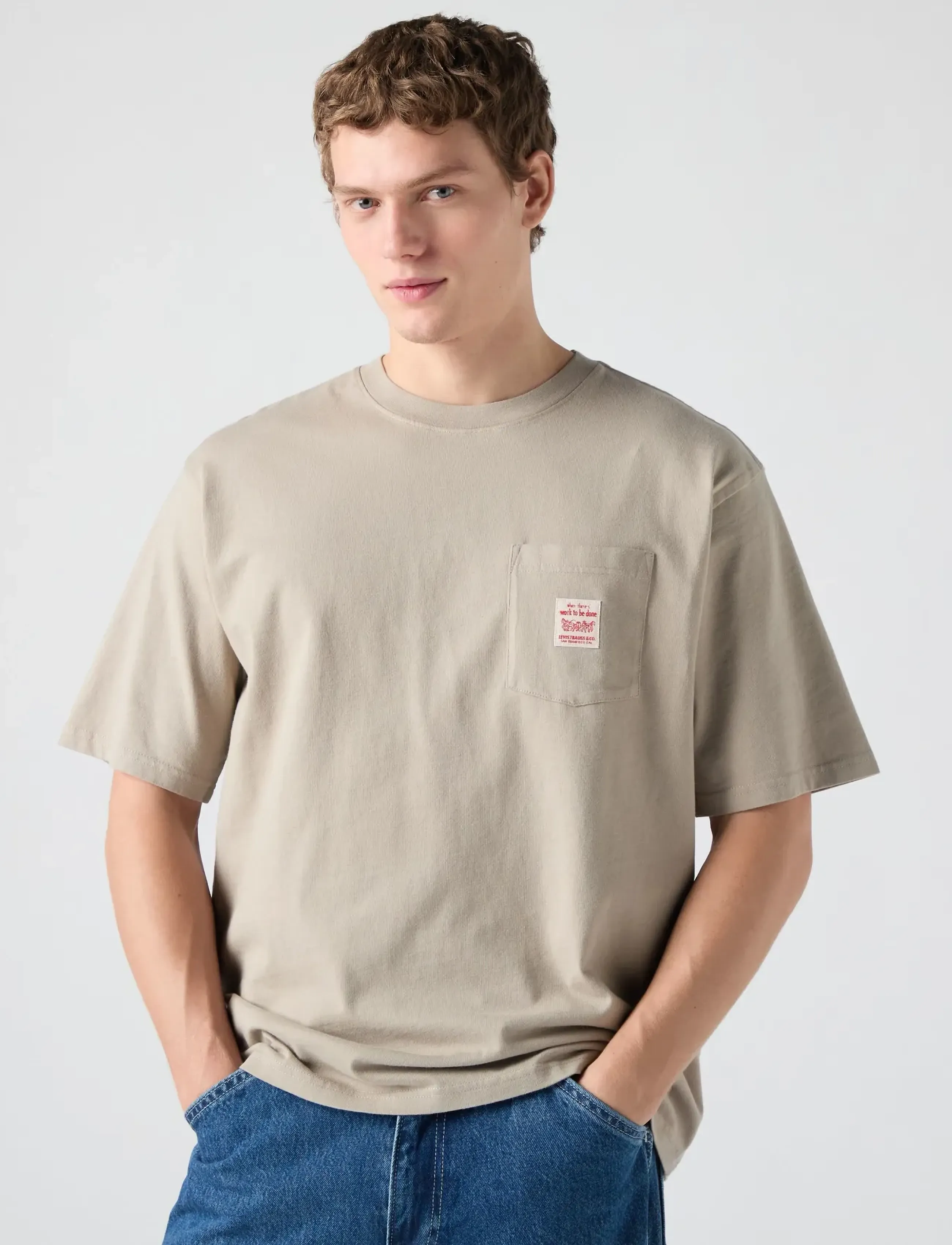 Levi's Lse_Ss Workwear Tee Vintage Kh, XS, T-shirts, Beige - Short-sleeved, Männerswear