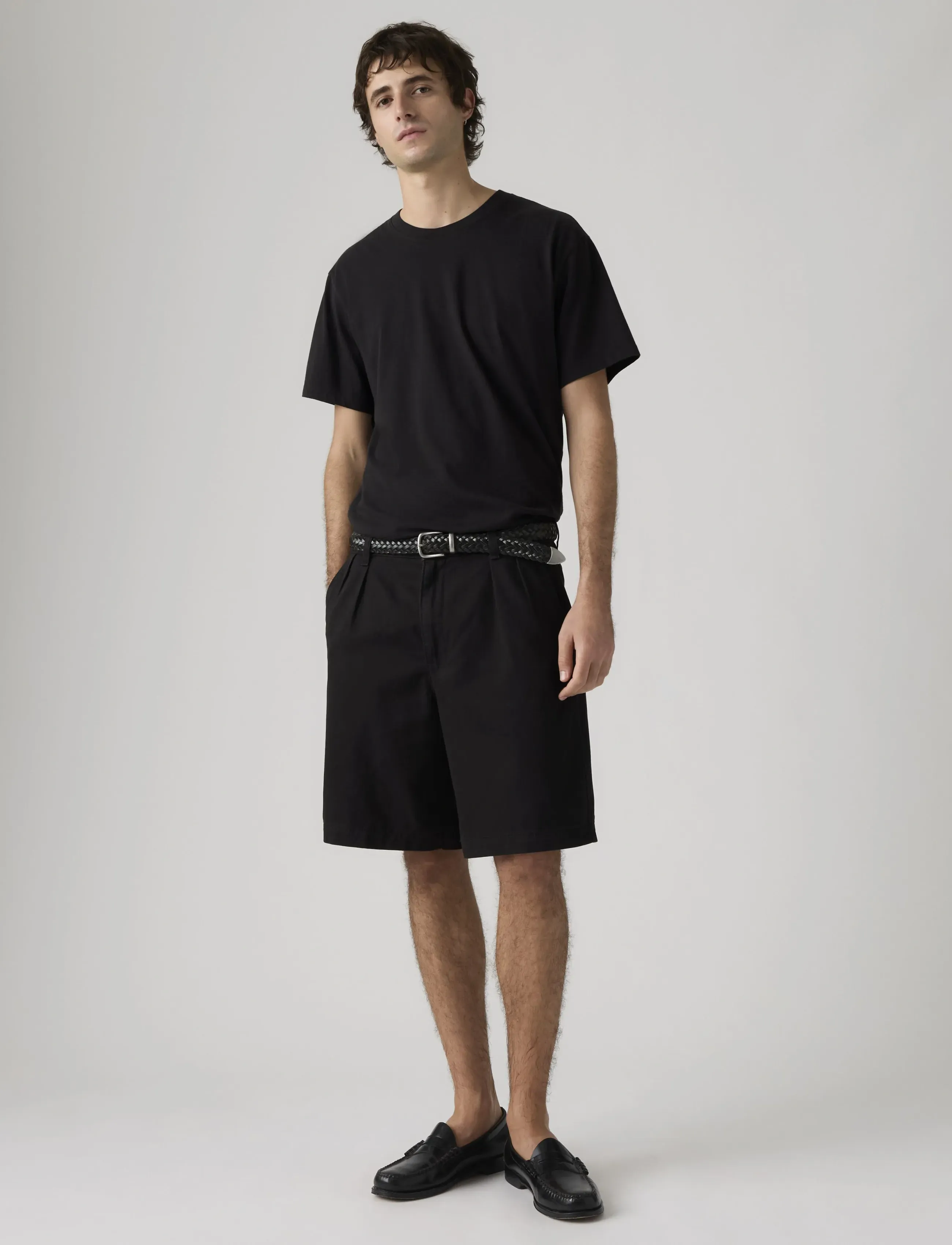 Levi's Baggy Pleated Short Mineral Bl, Mænd, Løse Plisserede Shorts, Sort, Str: 29