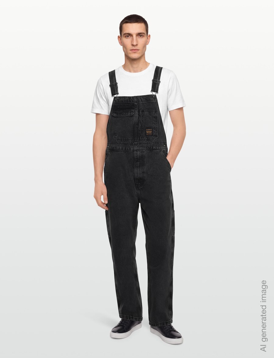 Levi's® - LOOSE OVERALLS DARKLY WASH OVE - alt laienevad teksad - blacks - 0