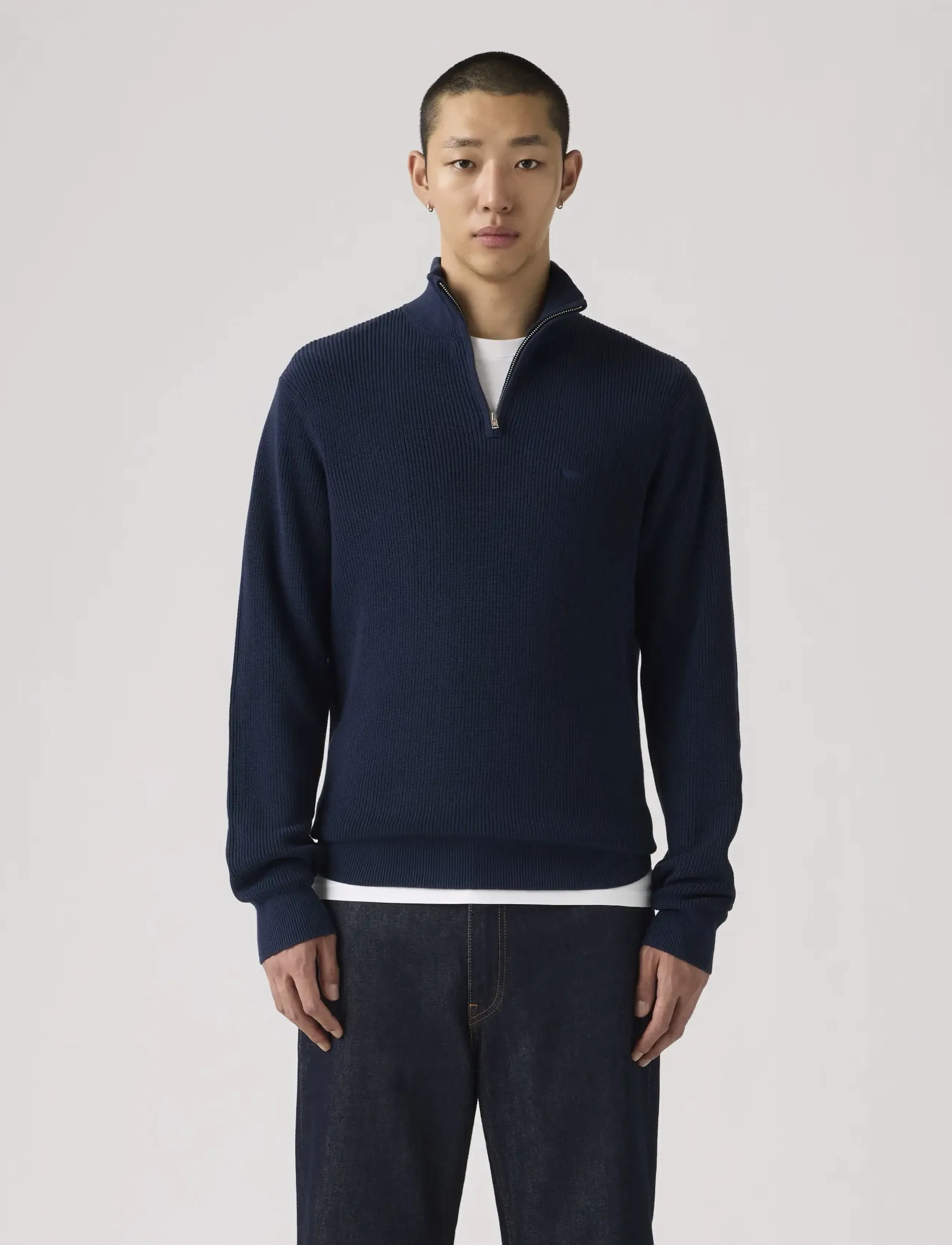 Levi's Hm Quarter Zip Sweater Naval A, Mænd, Half Zip Sweater, Navy, Str: XL