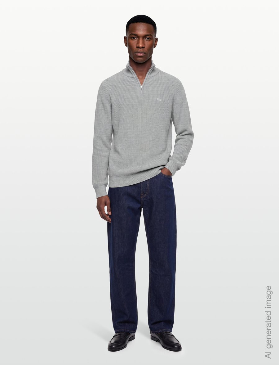 Levi's® - HM QUARTER ZIP SWEATER MID TON - halfzip strik - greys - 0