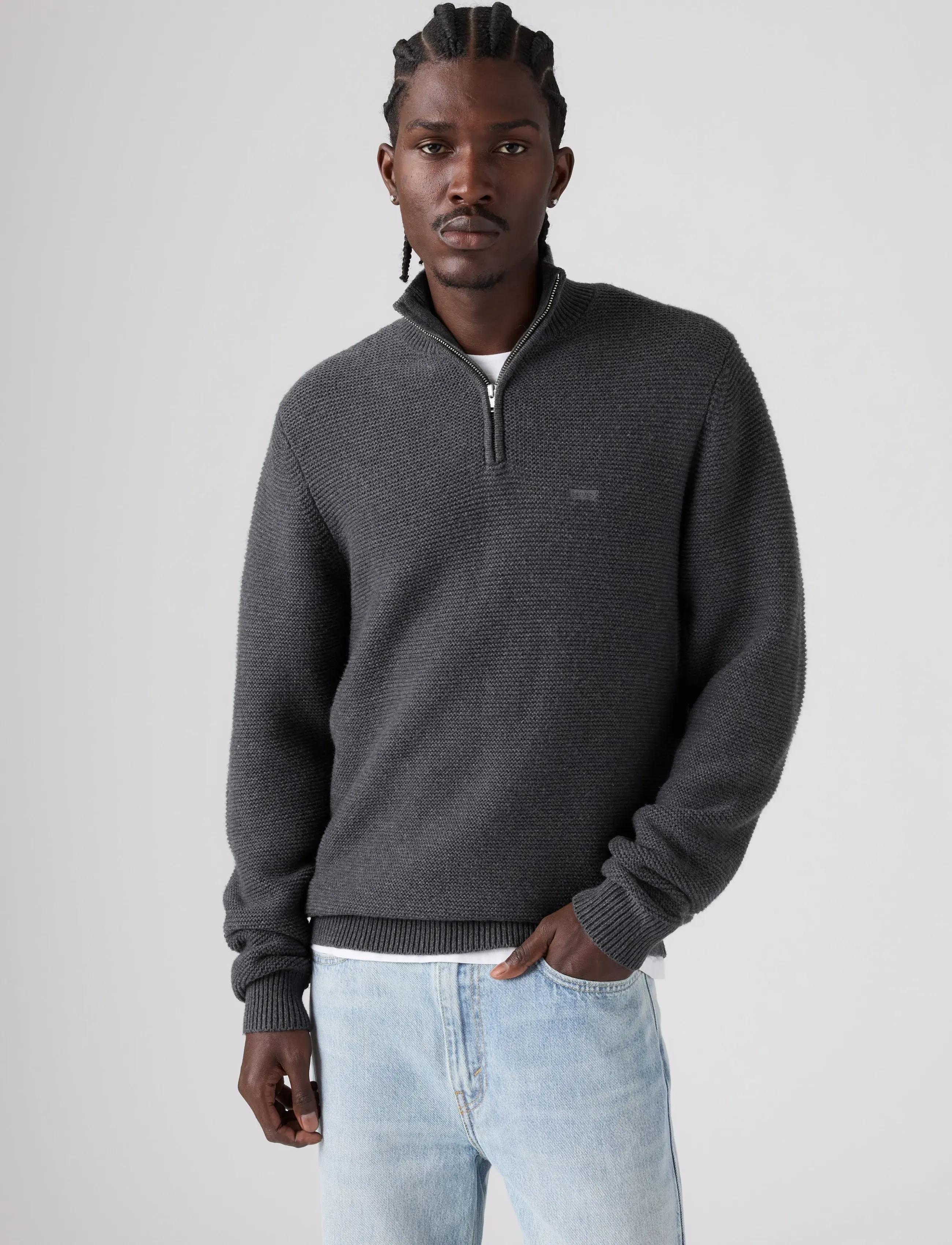 Levi's® - HM QUARTER ZIP SWEATER OBSCIDI - poolpika lukuga džemprid - blacks - 0