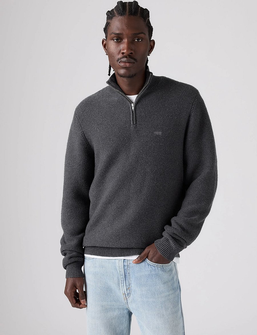 Levi's® - HM QUARTER ZIP SWEATER OBSCIDI - poolpika lukuga džemprid - blacks - 0