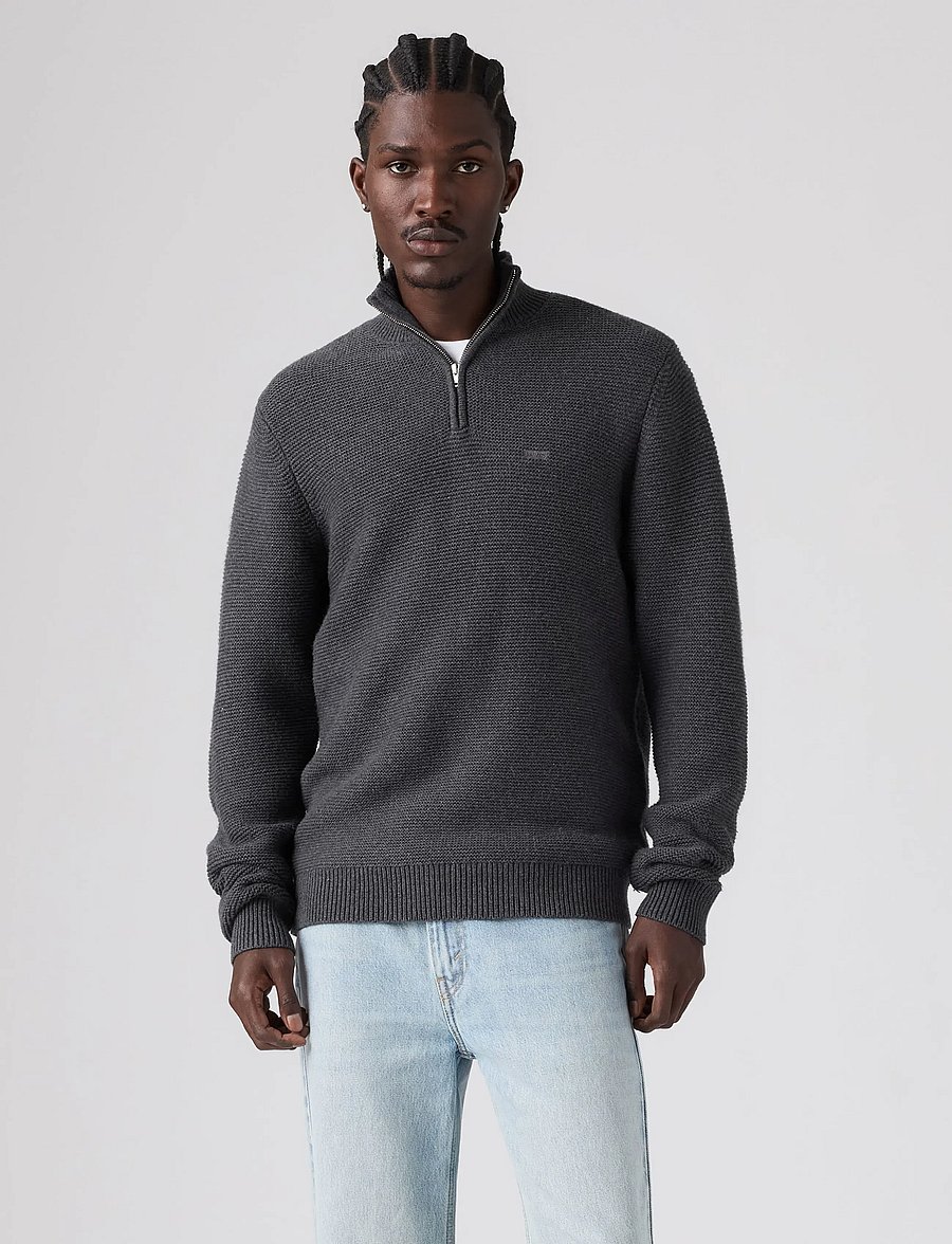 Levi's® - HM QUARTER ZIP SWEATER OBSCIDI - poolpika lukuga džemprid - blacks - 3