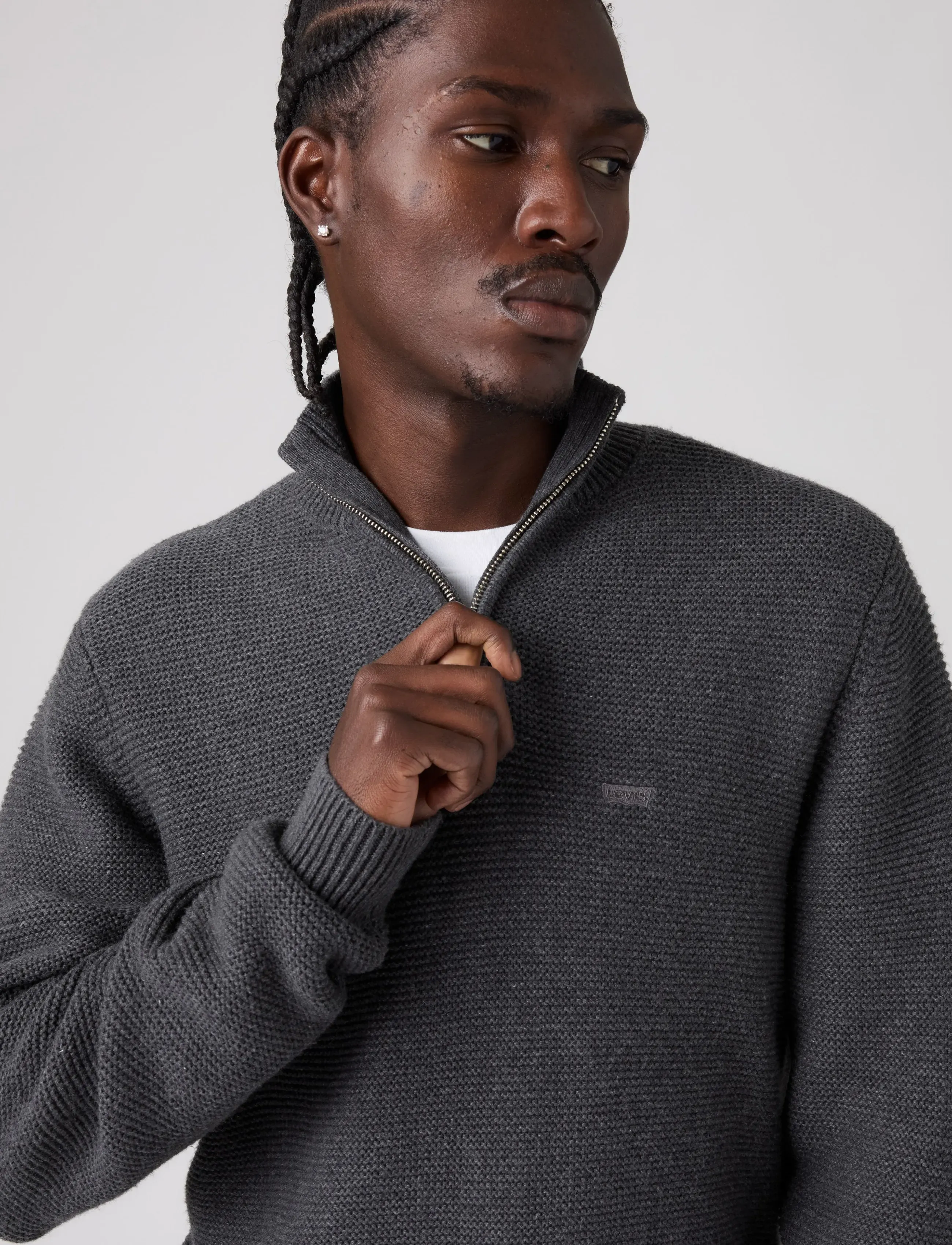 Levi's® - HM QUARTER ZIP SWEATER OBSCIDI - poolpika lukuga džemprid - blacks - 5