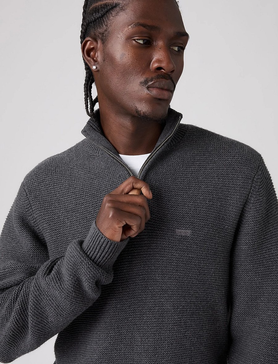 Levi's® - HM QUARTER ZIP SWEATER OBSCIDI - poolpika lukuga džemprid - blacks - 5