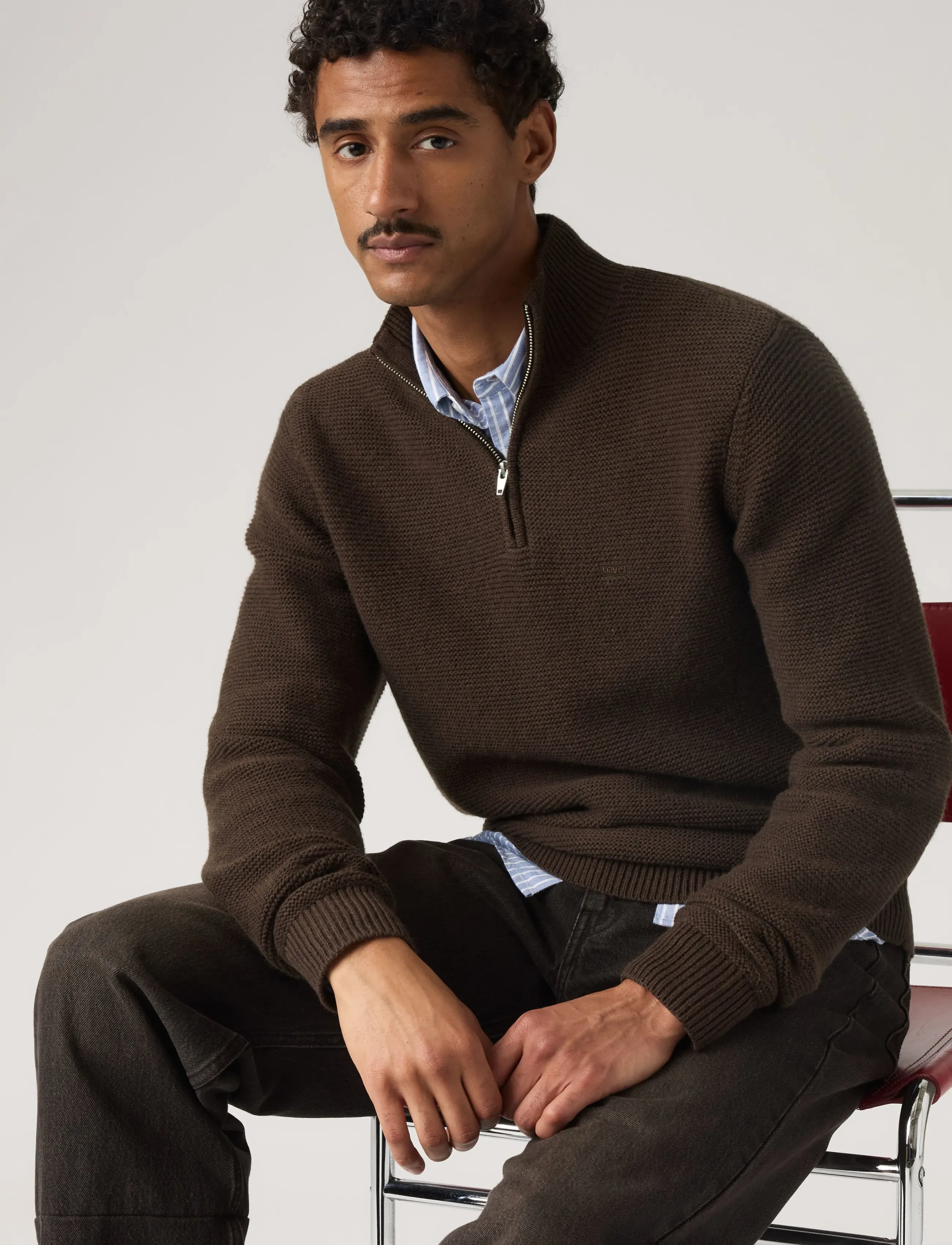 Levi's® HM QUARTER ZIP SWEATER HOT FUD - Kapuzenpullover - NEUTRALS / brown