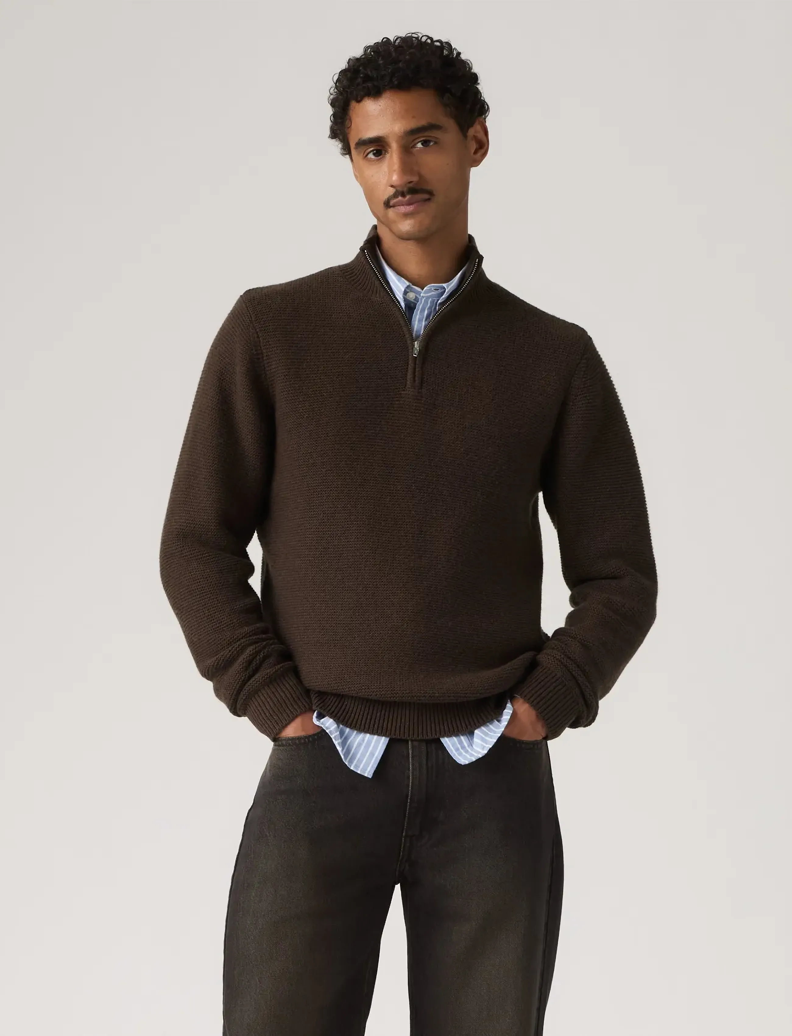 Levi's® - HM QUARTER ZIP SWEATER HOT FUD - pullover mit halbem reißverschluss - neutrals - 4