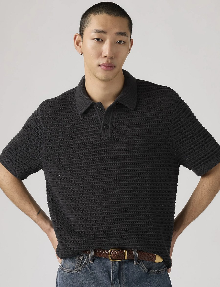 Levi's® - LAGUNA SWEATER POLO DARK PHANT - kootud polosärgid - blacks - 0
