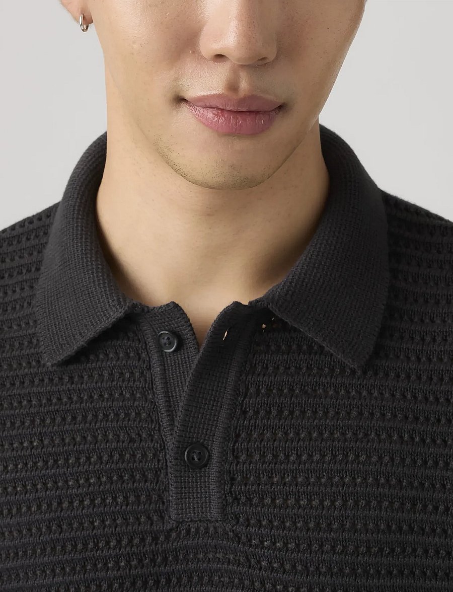 Levi's® - LAGUNA SWEATER POLO DARK PHANT - kootud polosärgid - blacks - 4