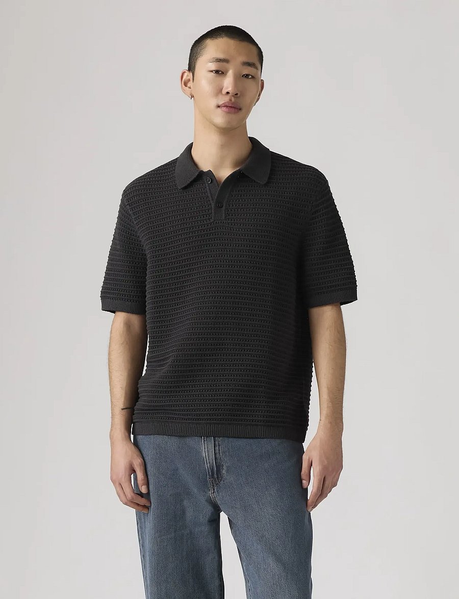 Levi's® - LAGUNA SWEATER POLO DARK PHANT - kootud polosärgid - blacks - 5