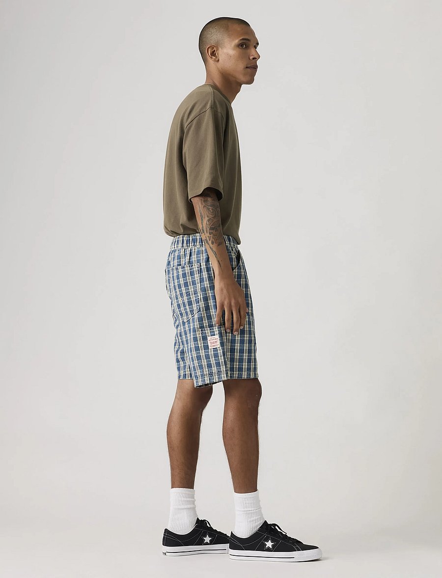 Levi's® - PULLON WORK SHORT SUMMER CHECK - casual shorts - med indigo - flat finish - 3