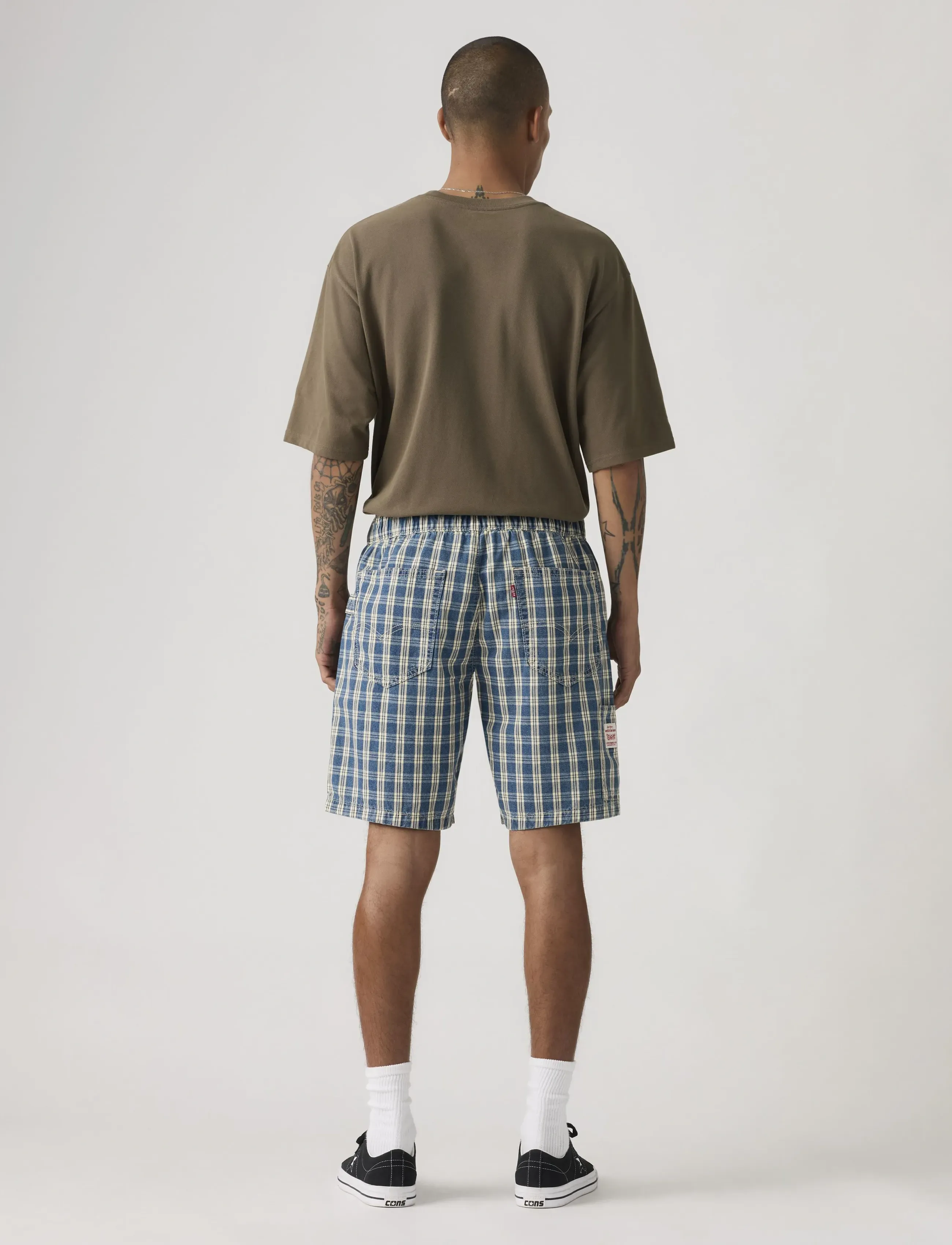 Levi's® - PULLON WORK SHORT SUMMER CHECK - casual shorts - med indigo - flat finish - 4