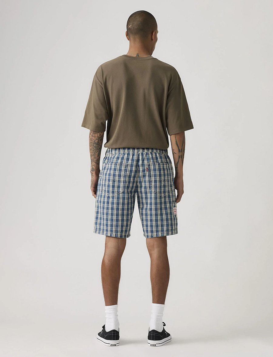 Levi's® - PULLON WORK SHORT SUMMER CHECK - casual shorts - med indigo - flat finish - 4