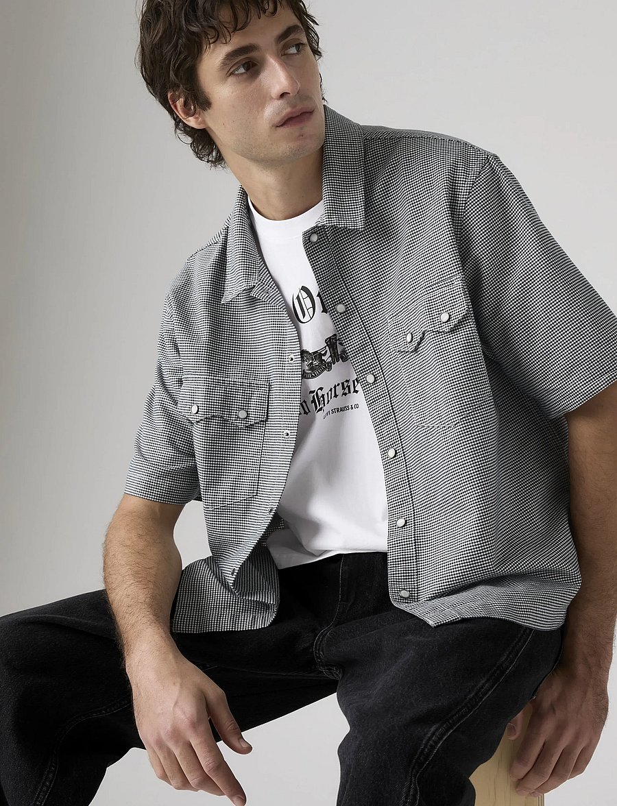Levi's® - SS BOXY WESTERN LLEWELYN PLAID - ternede skjorter - blues - 4