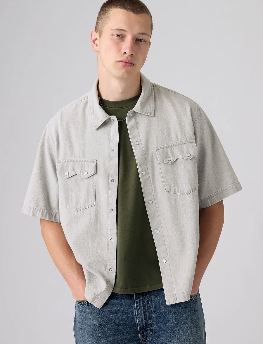 Levi's® - SS BOXY WESTERN SMOKEY CLOUD - denimskjorter - greys - 0