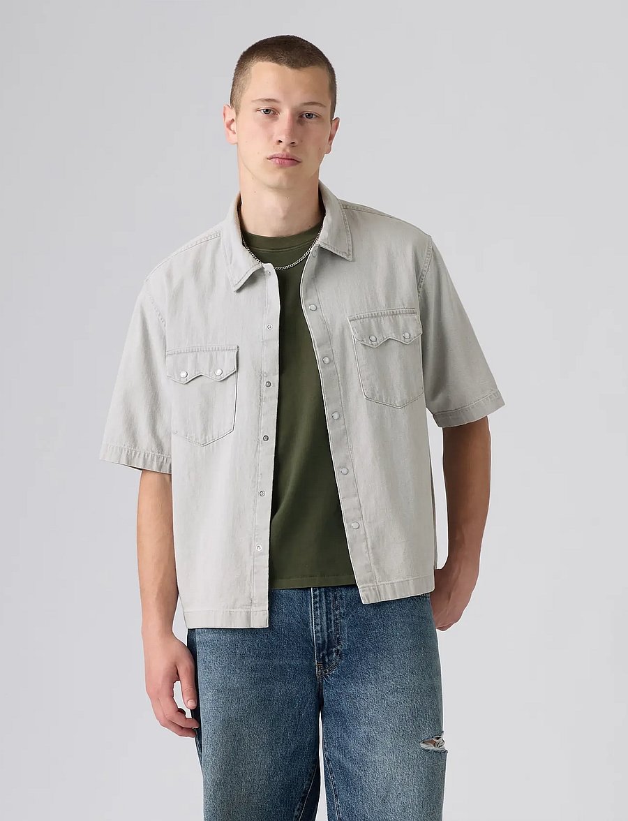 Levi's® - SS BOXY WESTERN SMOKEY CLOUD - denimskjorter - greys - 3