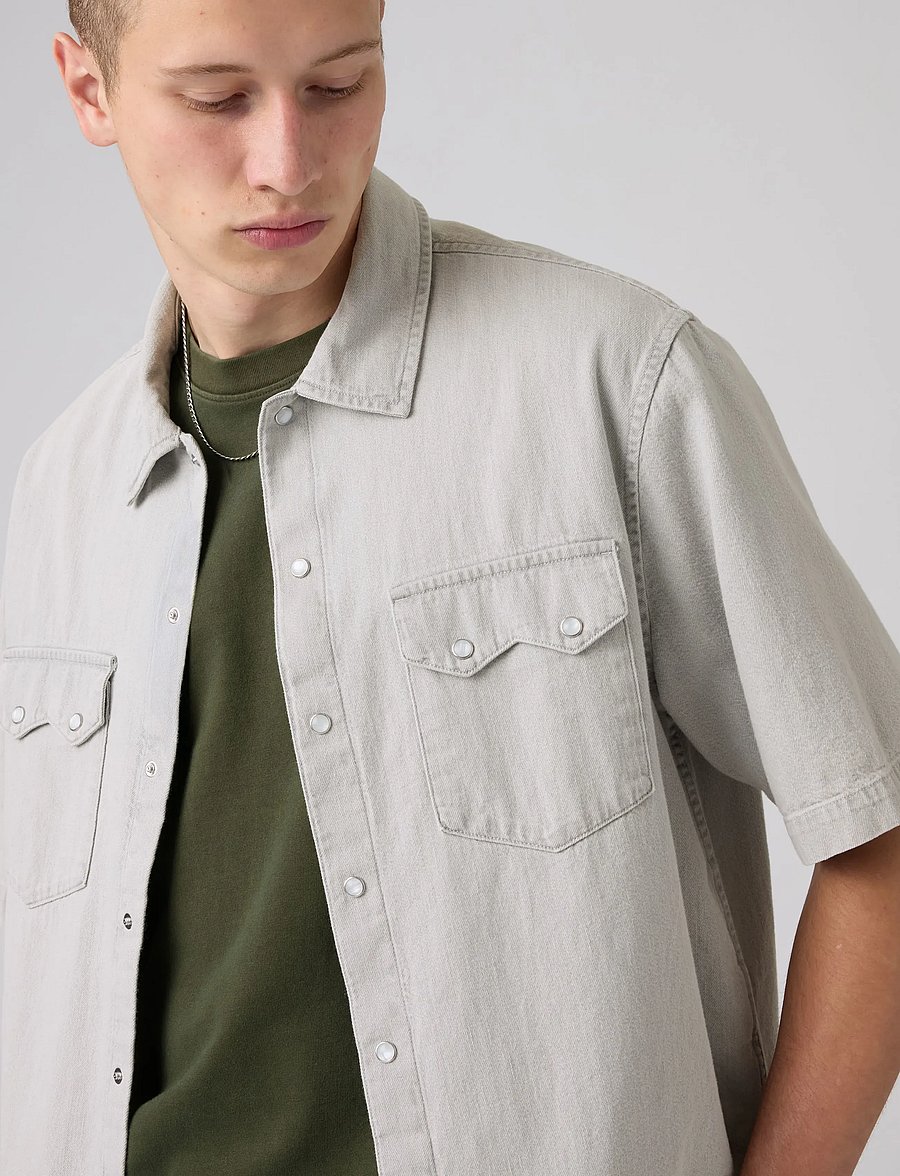 Levi's® - SS BOXY WESTERN SMOKEY CLOUD - denimskjorter - greys - 5