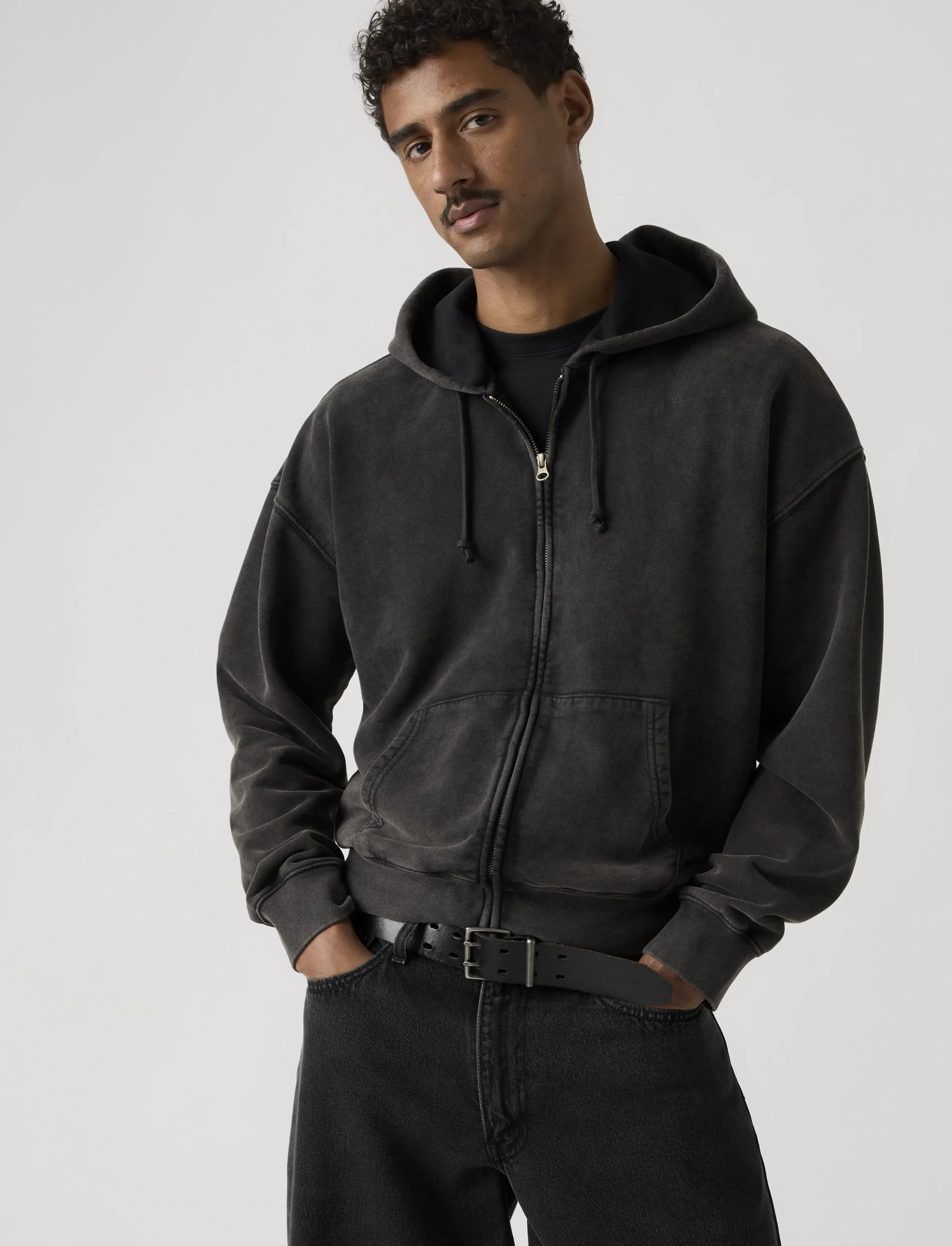 Levi's® HAYES BOXY FULL ZIP GRUNGE WAS - Sweatshirts - BLACKS / black