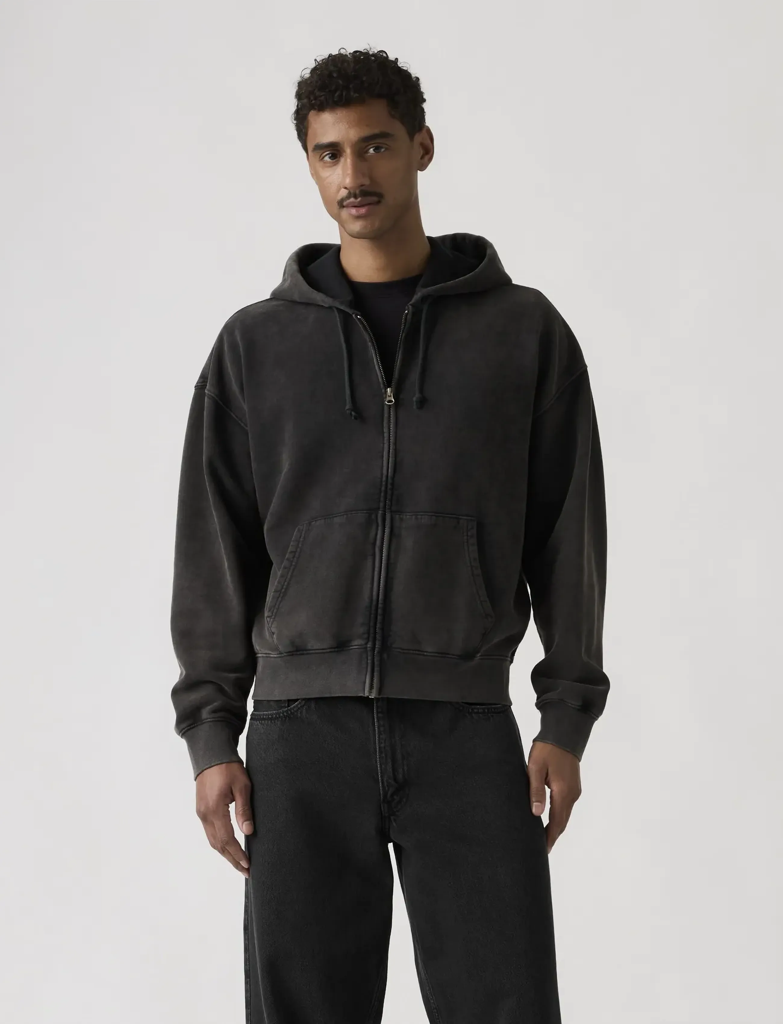 Levi's® - HAYES BOXY FULL ZIP GRUNGE WAS - kapuutsiga dressipluusid - blacks - 5