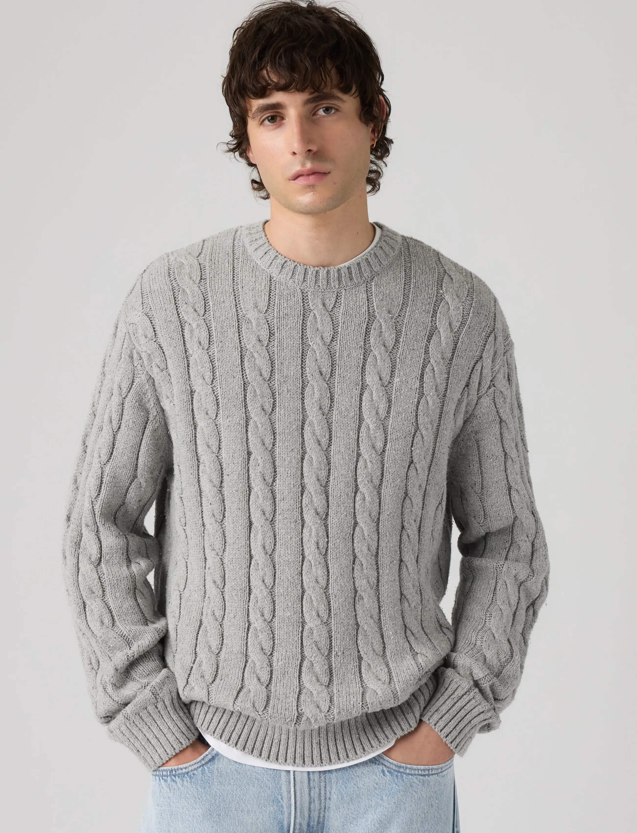 Levi's® - LAUREL CREW CABLE NEPS GREY HE - rundhalsad - greys - 0