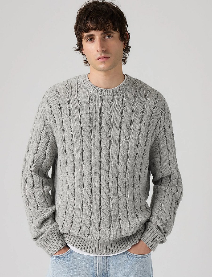Levi's® - LAUREL CREW CABLE NEPS GREY HE - rundhalsad - greys - 0