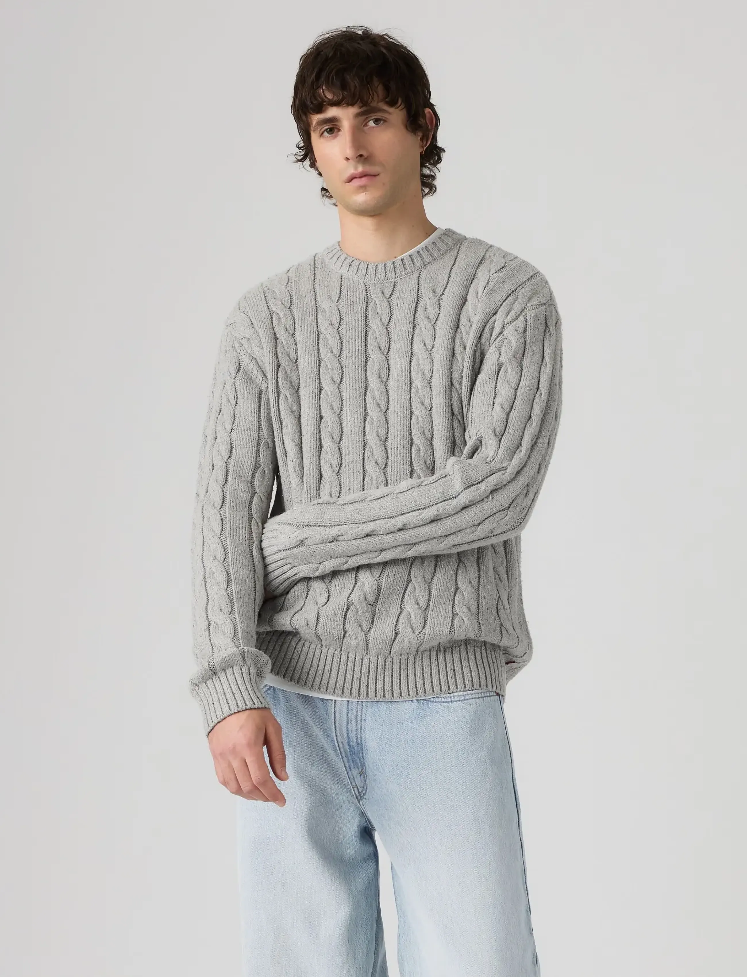 LEVIS ® Laurel Crew Cable Neps Grey He stickade tröjor herr – bild 2
