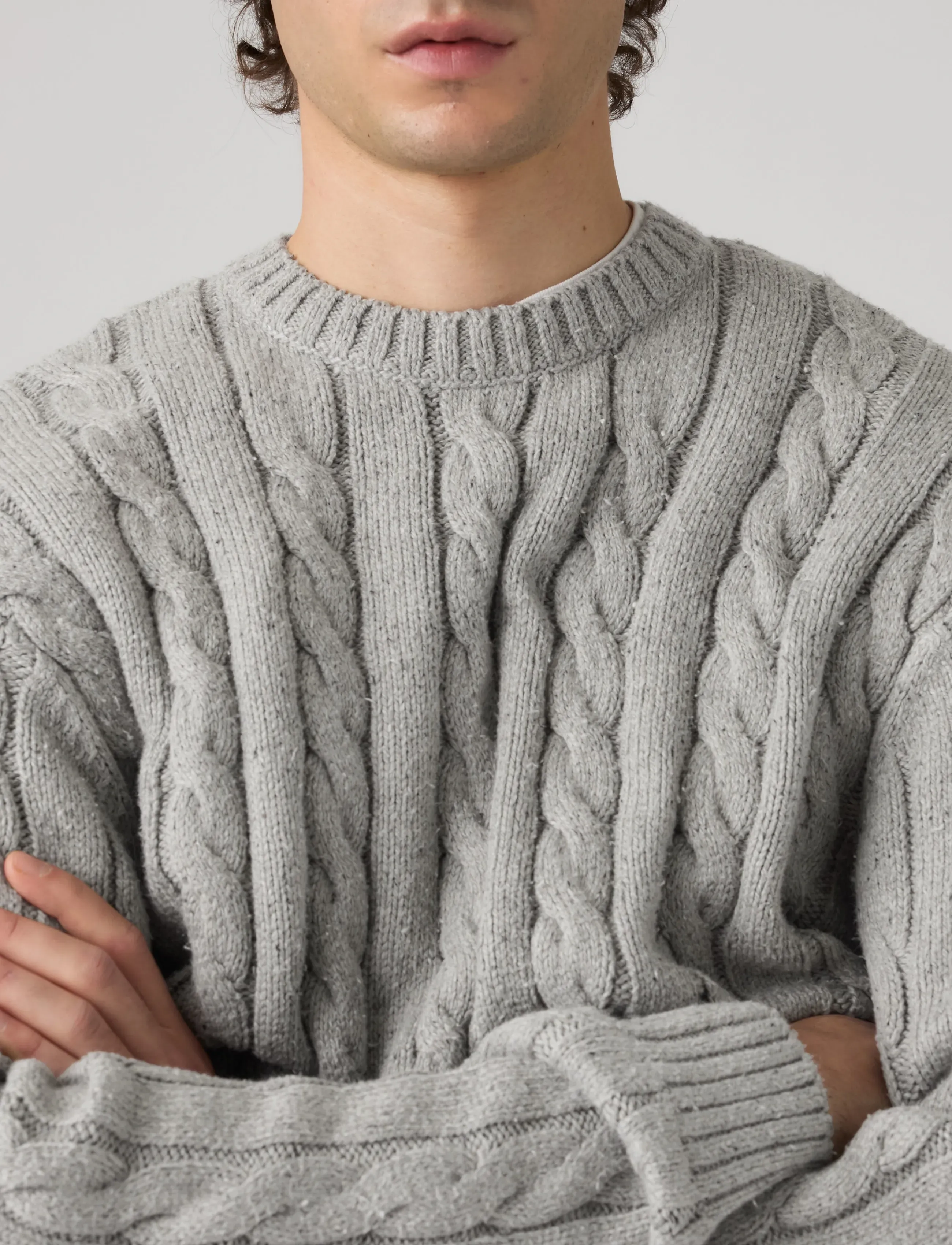 LEVIS ® Laurel Crew Cable Neps Grey He stickade tröjor herr – bild 4