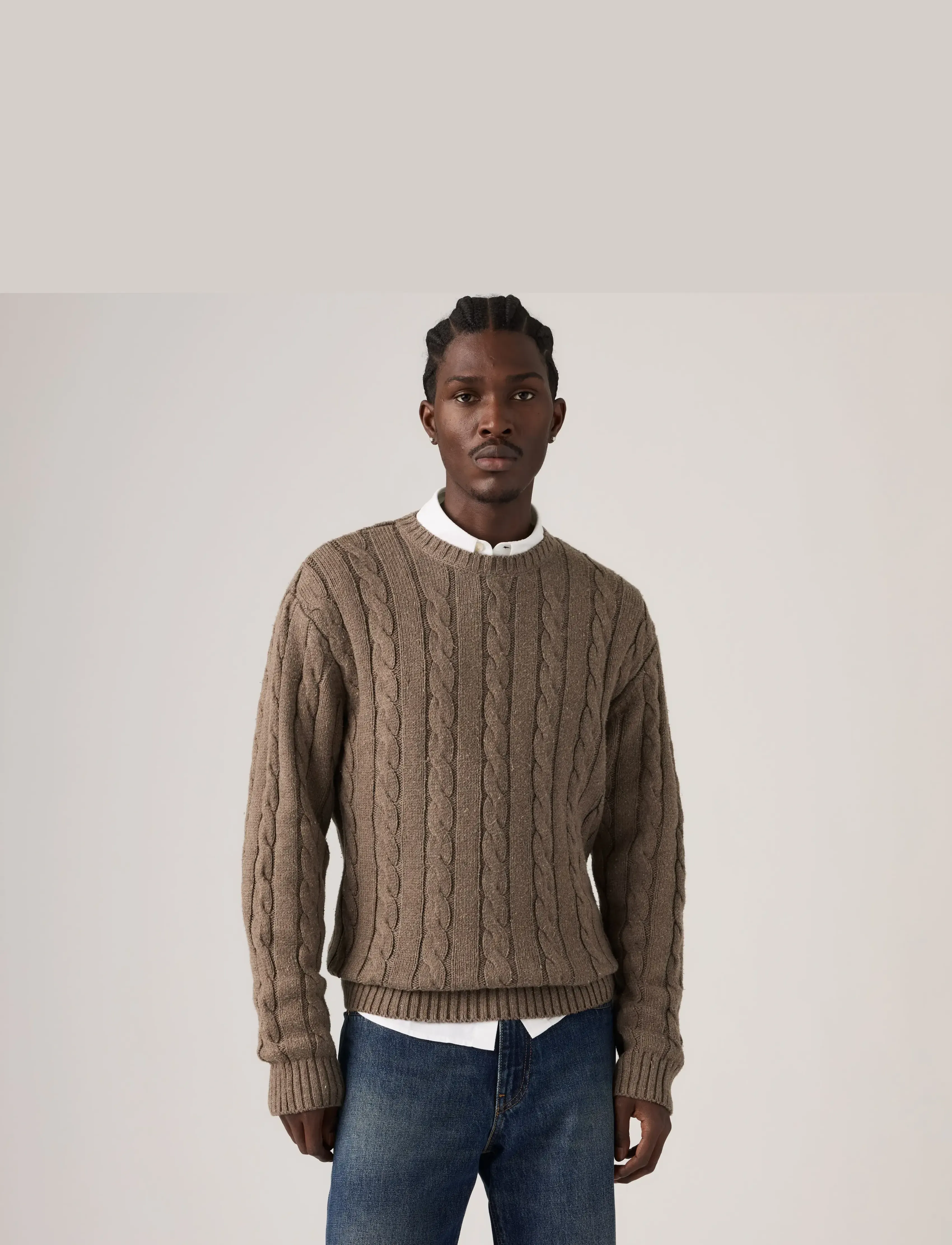 Levi's® LAUREL CREW CABLE NEPS CAPPUCI - Kapuzenpullover - BROWNSW / brown