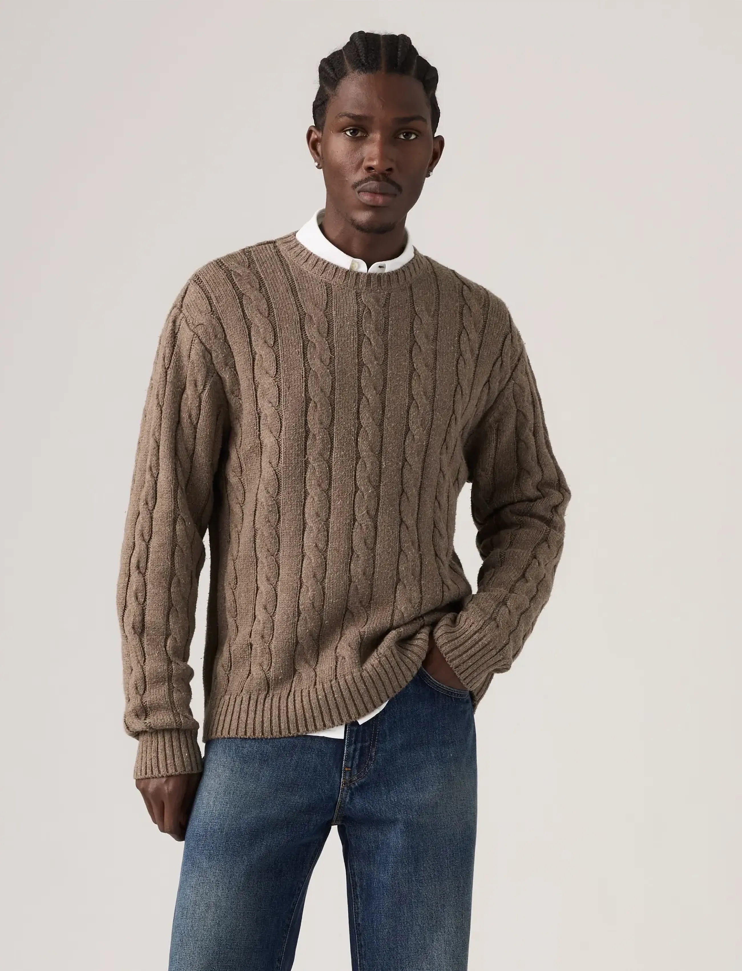 Levi's® - LAUREL CREW CABLE NEPS CAPPUCI - dressipluusid - brownsw - 4
