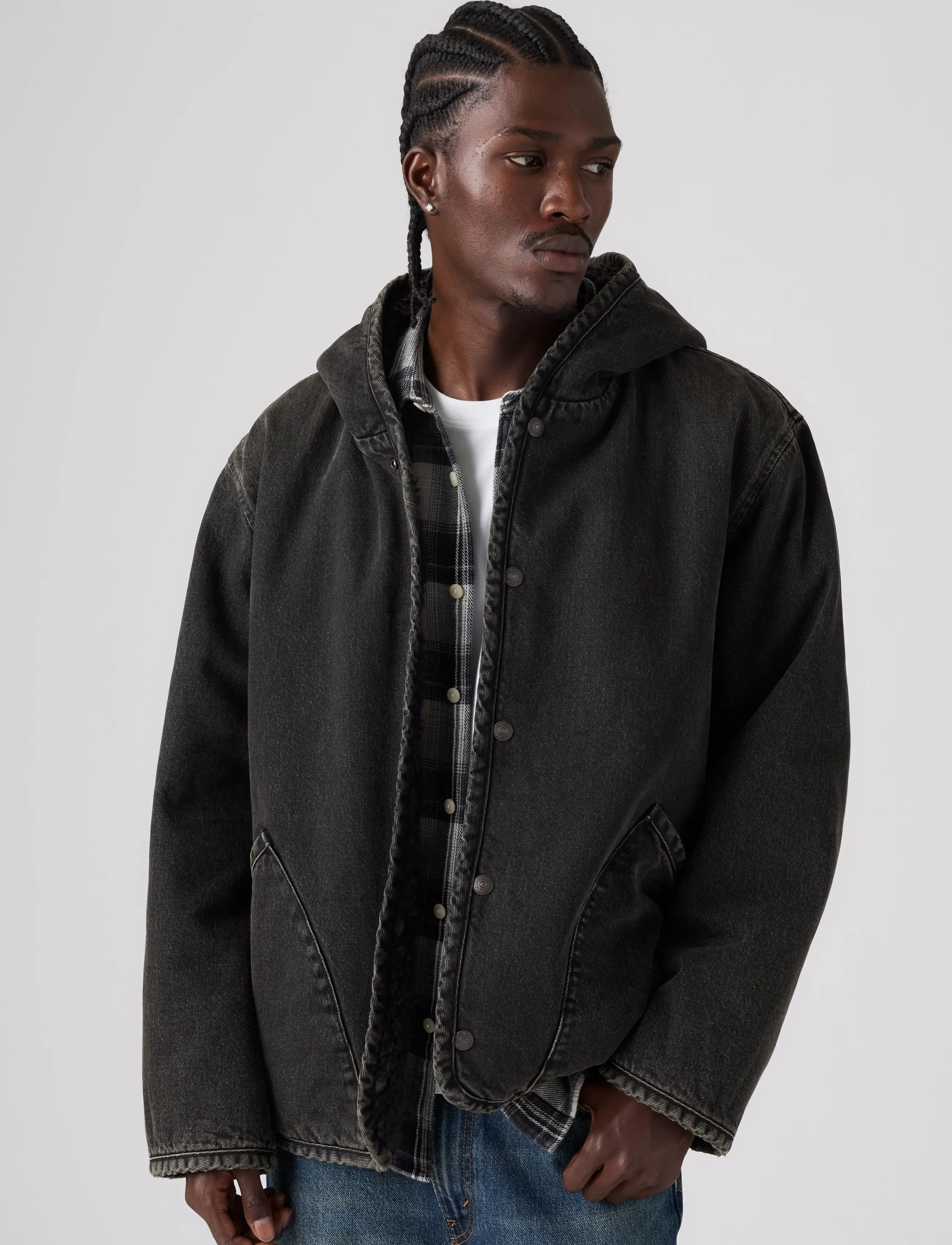 Levi's® - DECK HOODIE SHERPA JACKET A NI - jeansjacken - blacks2 - 0