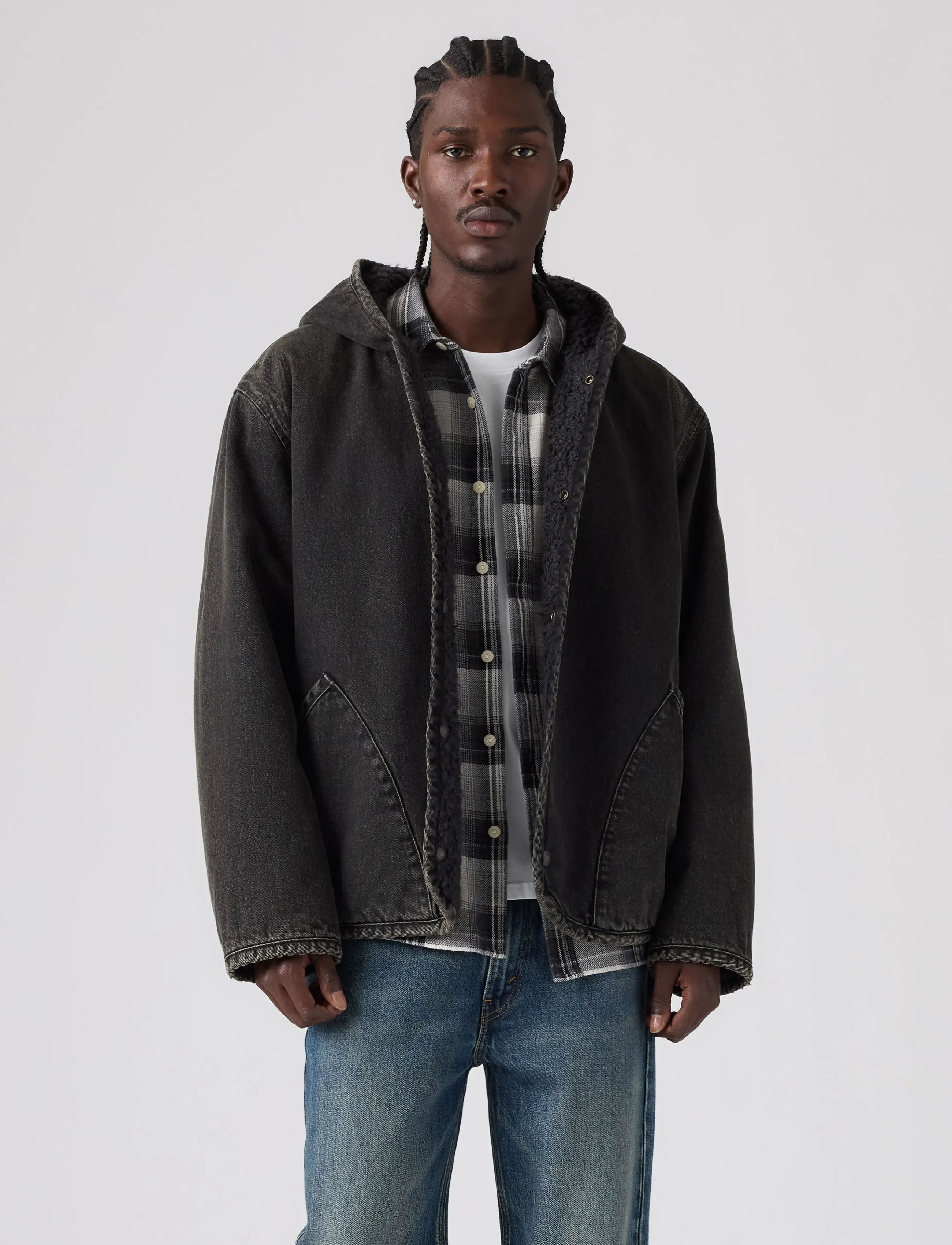 Levi's® - DECK HOODIE SHERPA JACKET A NI - jeansjacken - blacks2 - 5