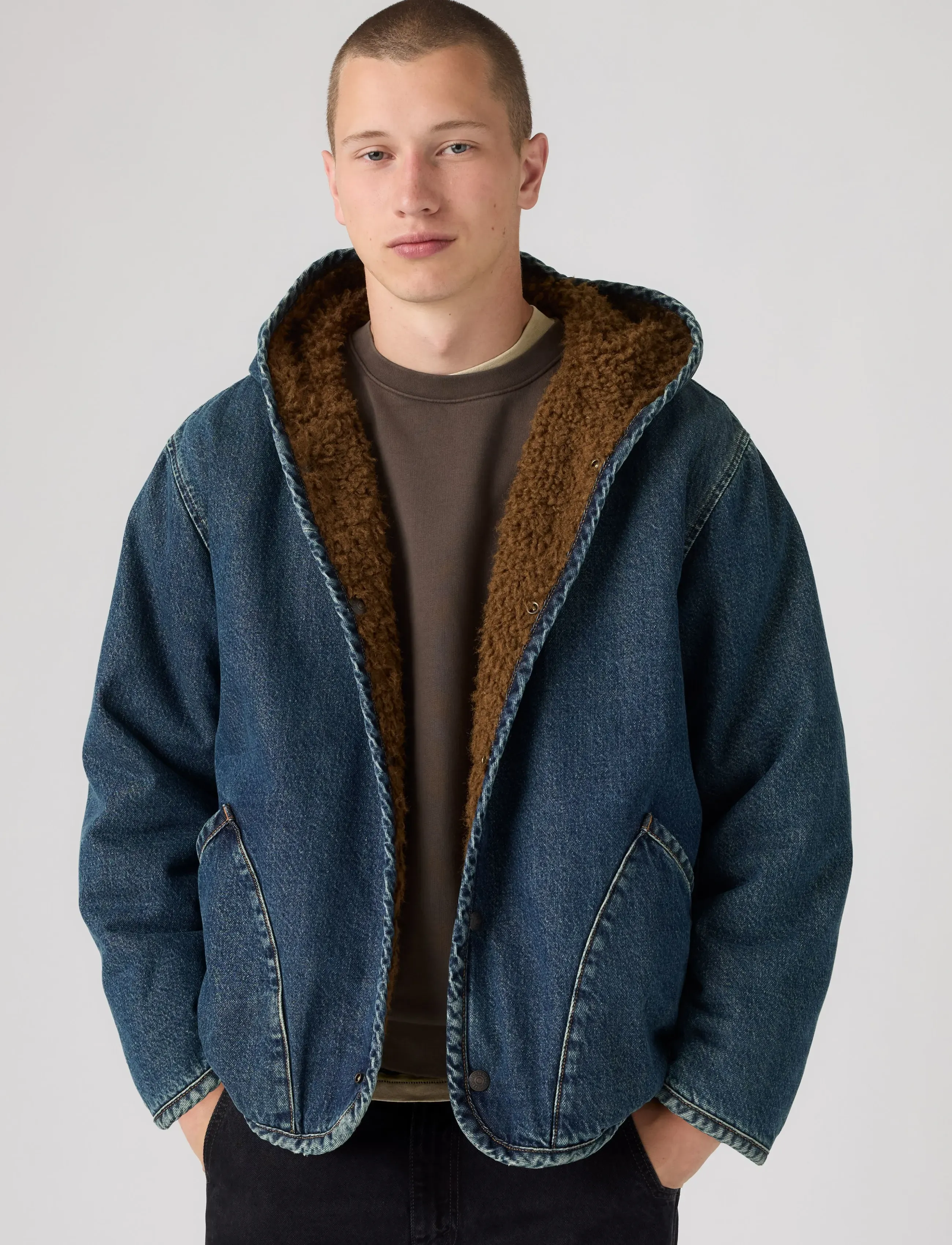 Levi's® - DECK HOODIE SHERPA JACKET SUPE - jeansjackor - med indigo - worn in22 - 0