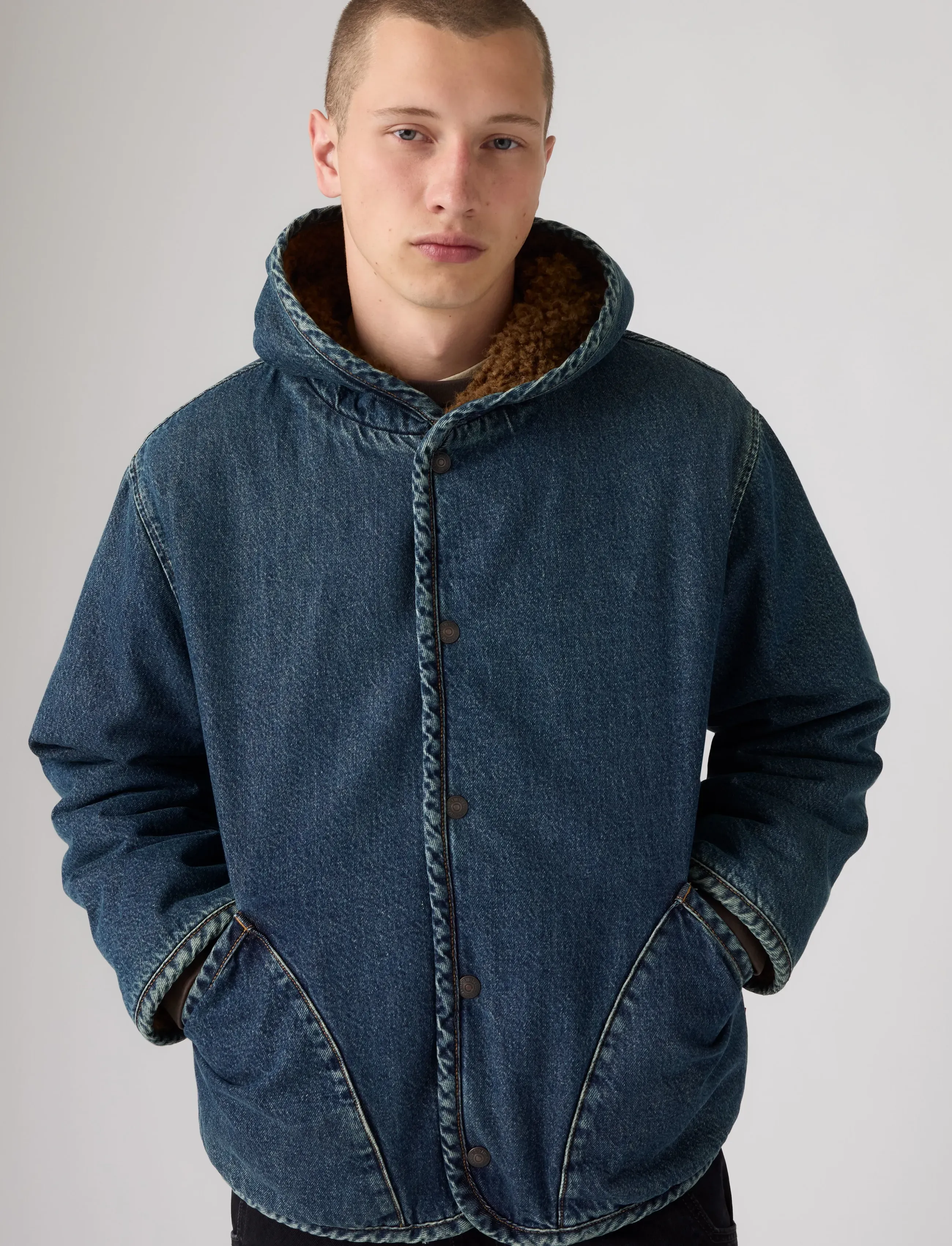 Levi's® - DECK HOODIE SHERPA JACKET SUPE - jeansjackor - med indigo - worn in22 - 3