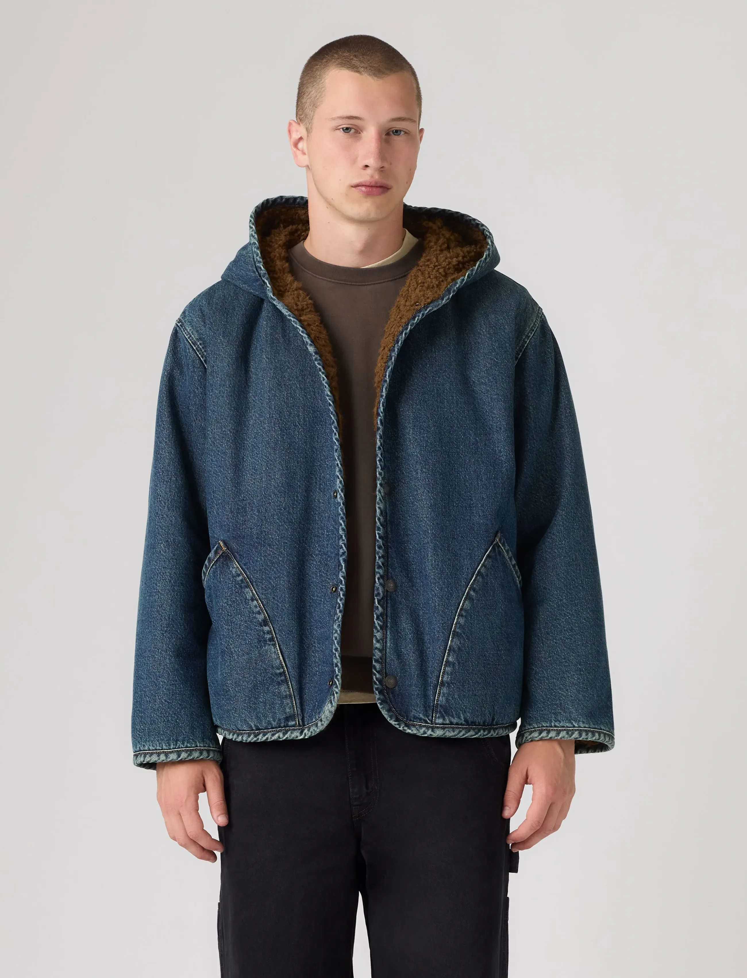 Levi's® - DECK HOODIE SHERPA JACKET SUPE - jeansjackor - med indigo - worn in22 - 4