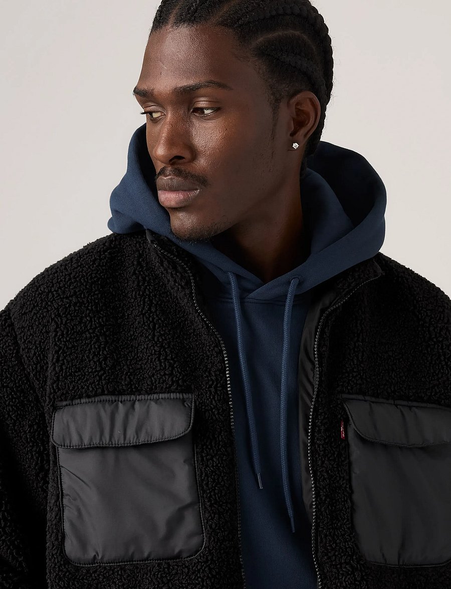 Levi's® - CAMPO SHERPA JACKET JET BLACK - teddy-pusad - blacks3 - 3
