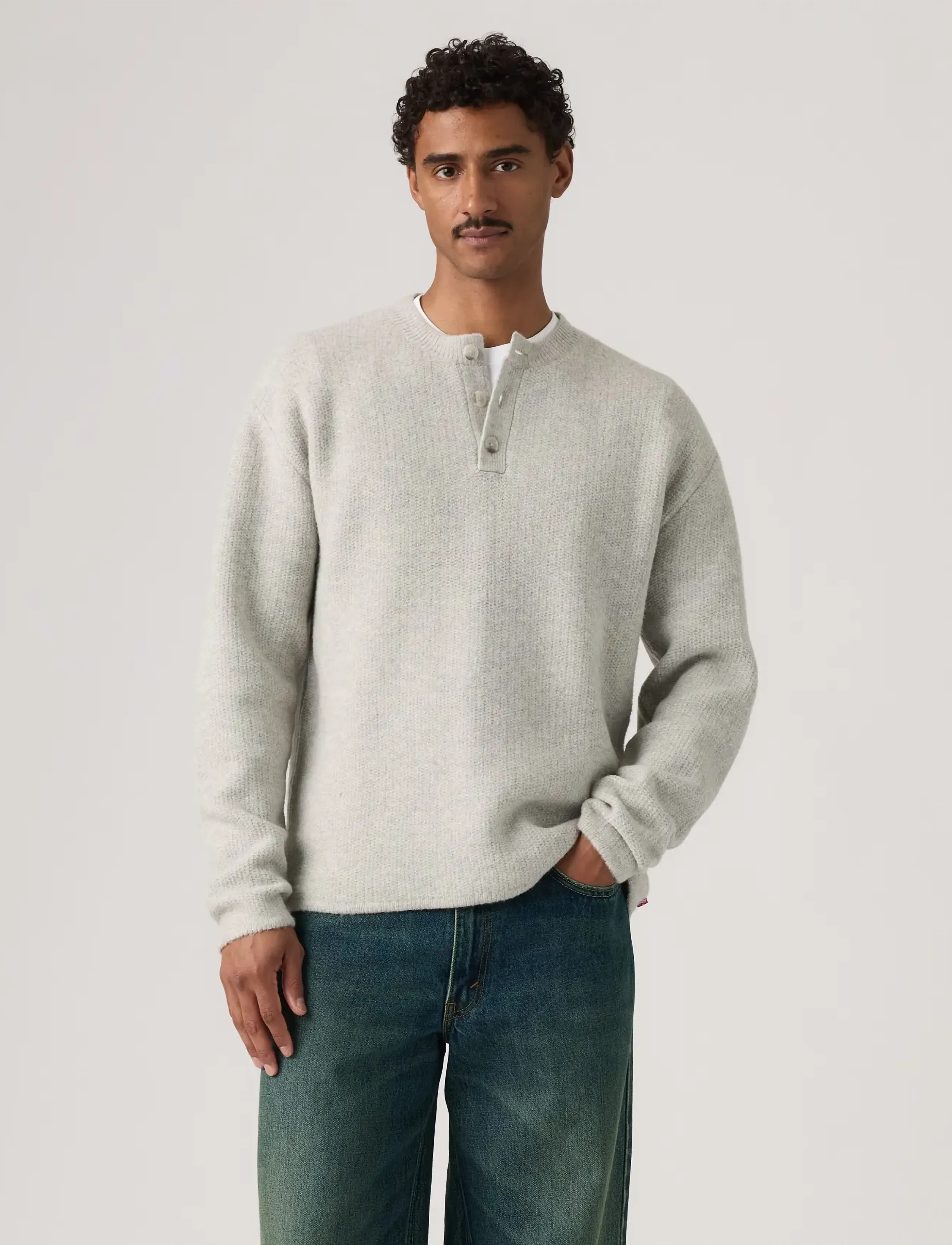 Levi's® - WOODACRE HENLEY SWEATER WARM L - sügisesed riided - greys - 4
