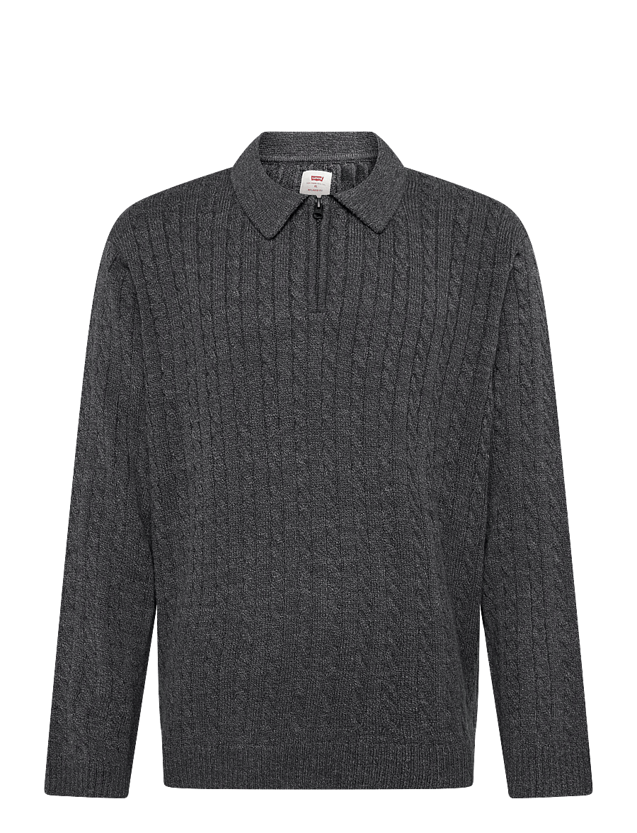Levi's® - MASON COLLARED QUARTER ZIP OBS - långärmade stickade pikétröjor - blacks - 1